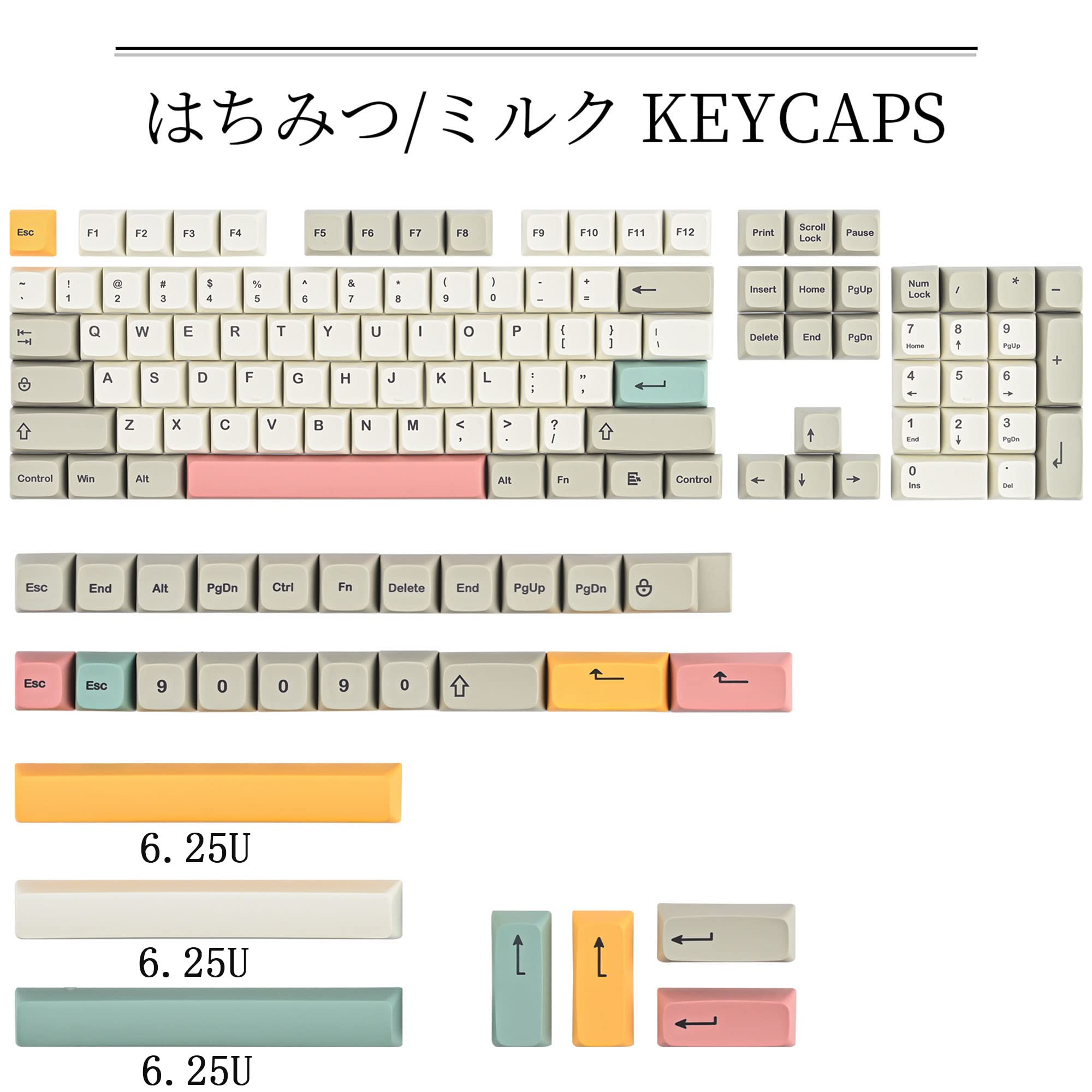 Pbt Keycaps 60 Percent Dye Sub Xda 134 Retro Keycap Set For Cherry Mx Gateron Kailh Switches Gaming Mechanical Keyboard (Retro 9