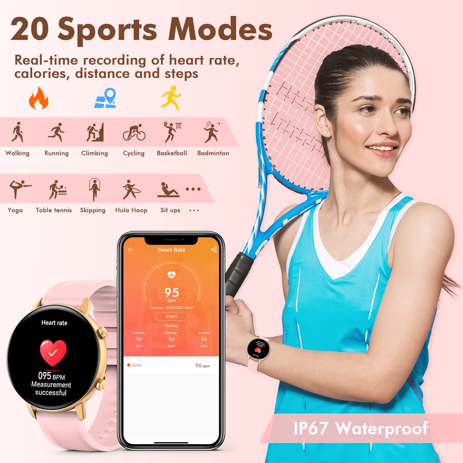 Smart Watch For Women(Call Receive/Dial),Fitness Trackers Waterproof Smart Watches For Android Phones Smartwatch With Blood Pres
