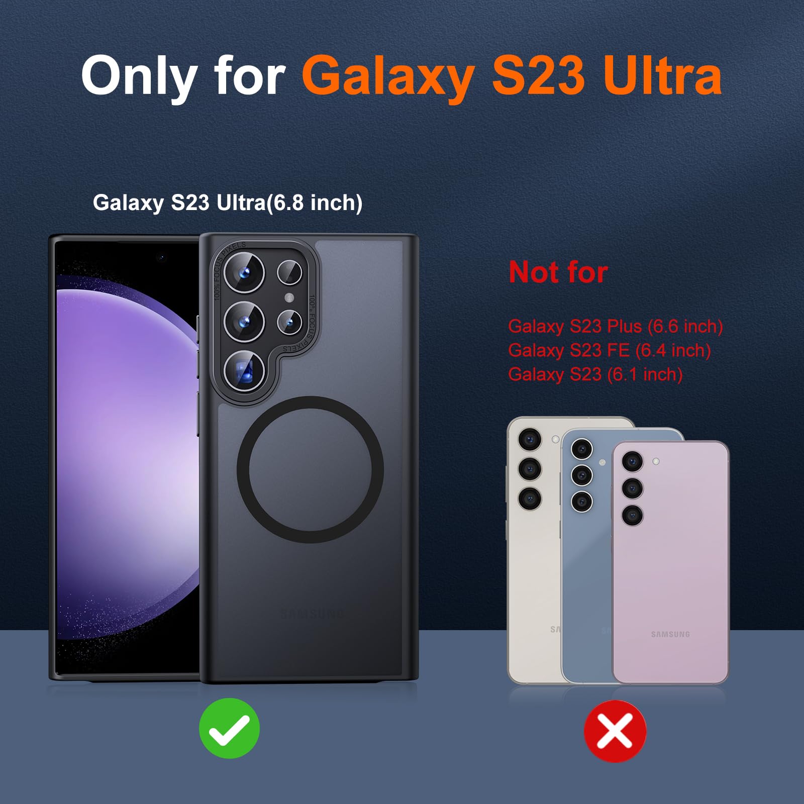 Jame For Samsung Galaxy S23 Ultra Case, Compatible With Magsafe, Transparent Matte Slim Case For Samsung S23 Ultra Case, Militar