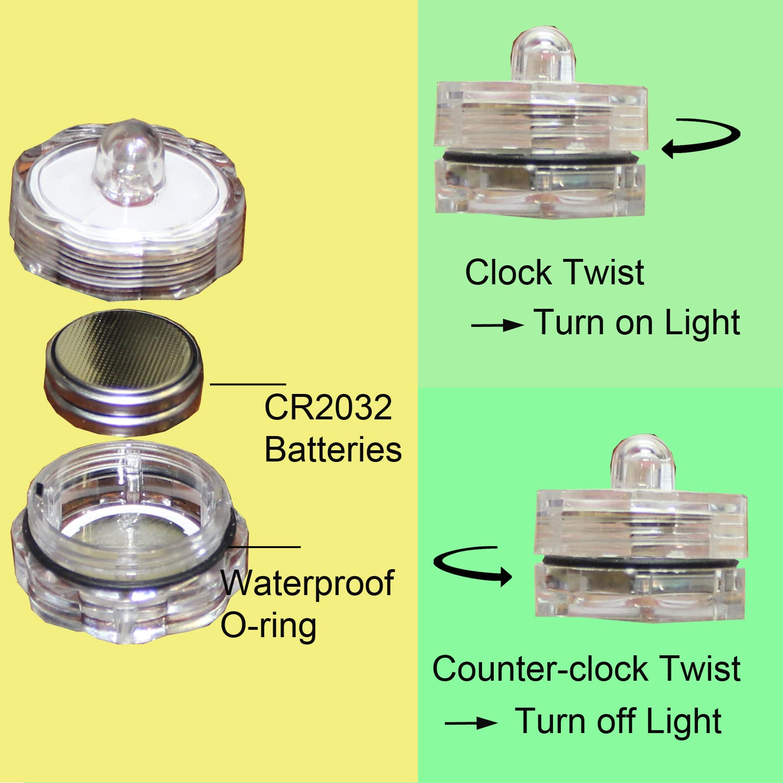 Jytrend Bright Led Floral Tea Light Vase Submersible Lights For Party Wedding (White, 30 Pack)