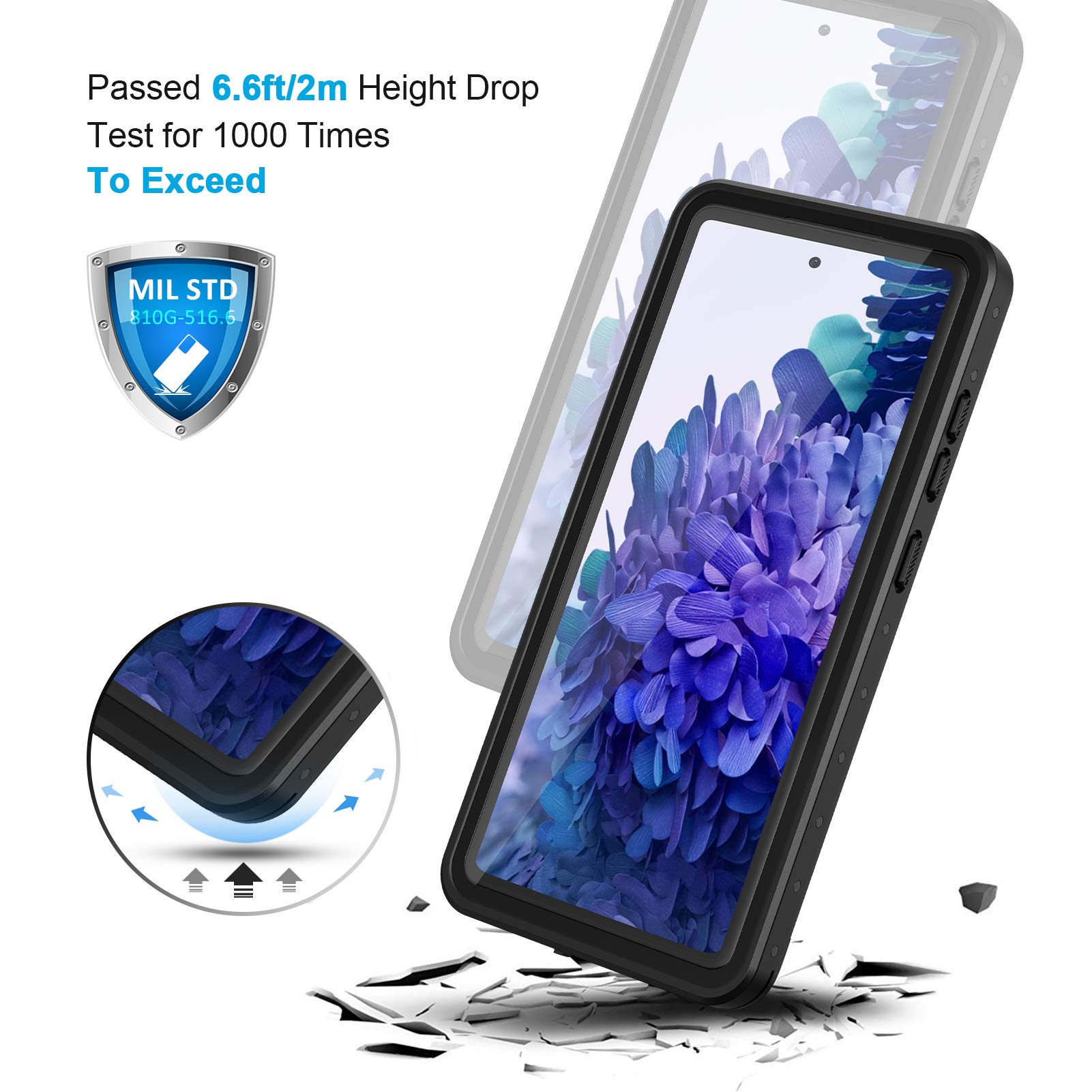 Lanhiem For Samsung Galaxy S20 Fe Case, Ip68 Waterproof Dustproof With Built In Screen Protector, Heavy Duty Full Body Protectiv