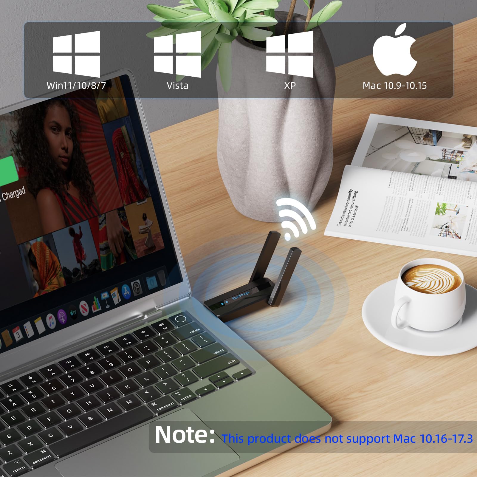 Usb Wifi Adapter For Desktop Pc, Elecmoga Ac 1300Mbps Dual Band 5G/2.4G Usb 3.0 Wifi 5 Network Transceiver Wireless Dongle For P