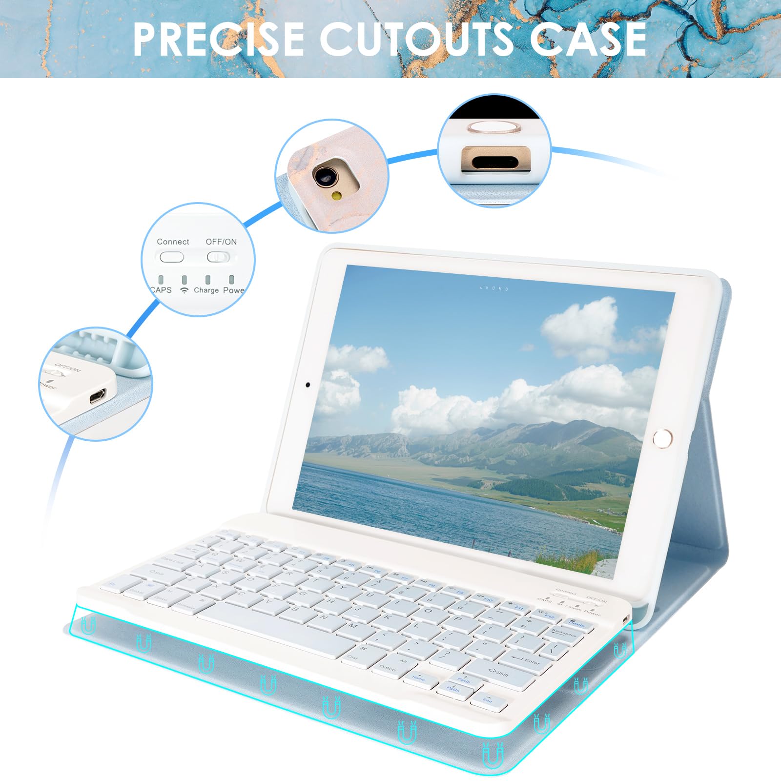 Lama Wireless Keyboard Case For Ipad 10.2  9Th 8Th 7Th Generation, Detachable Bluetooth Keyboard With Pencil Holder For Ipad 10.