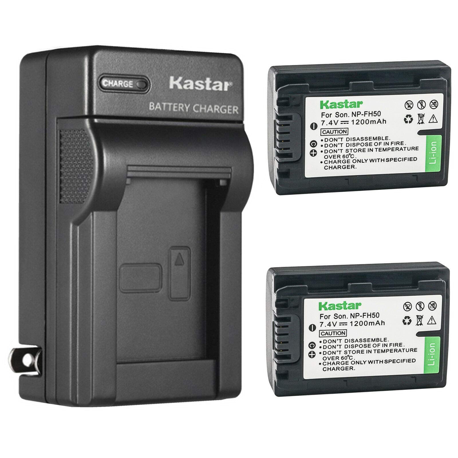 Kastar 2-Pack Battery and AC Wall Charger Replacement for Sony DCR-SR36, DCR-SR37, DCR-SR38, DCR-SR40, DCR-SR42, DCR-SR45, DCR-S