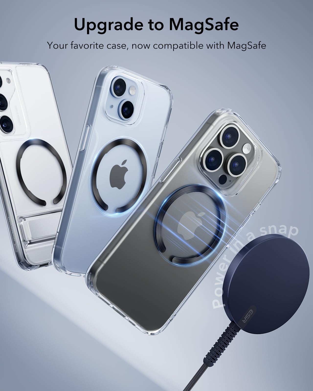 Esr For Magsafe Sticker, Magsafe Ring Magnet, 2 Pack Metal Ring For Phone Case,Universal Magnetic Wireless Charger Conversion Ki