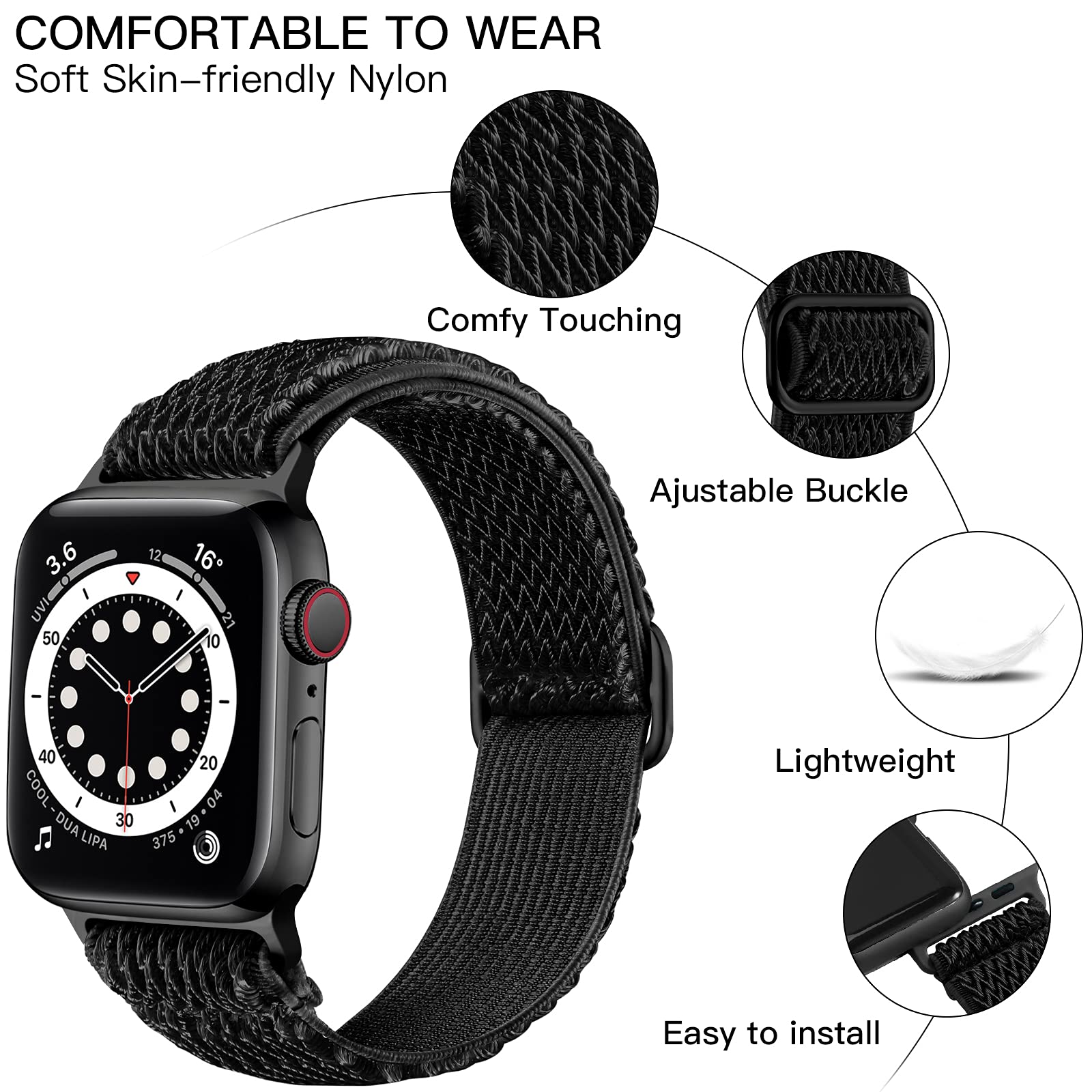 Lerobo Elastic Bands Compatible With Apple Watch 44Mm 45Mm 42Mm 49Mm 41Mm 40Mm 38Mm For Women Men,Stretchy Solo Loop Soft Nylon Adjustable Solo Loop Sport Bands For Iwatch Se Series 8 7 6 5 4 3 2 1