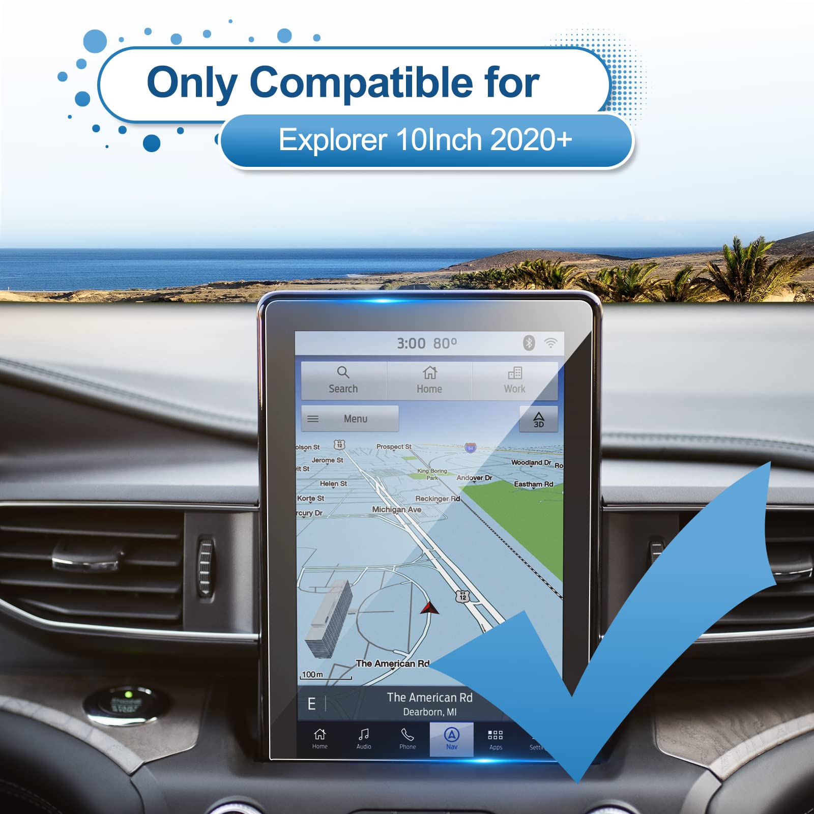 Coleya 2020 2023 2024 Explorer Screen Protector For Ford Explorer (St/St Line/Limited/Timberline/King Ranch/Platinum) 10.1 Inch