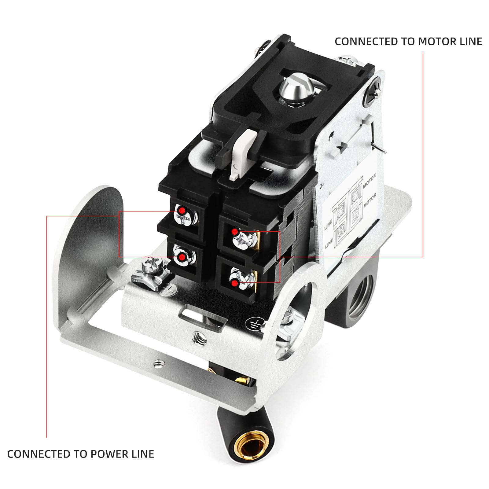 Meanlin Measure Air Compressor Pressure Switch Control Valve 120-155 Psi 110V-240V 4-Way Lateral Port Replacement Parts With Afr