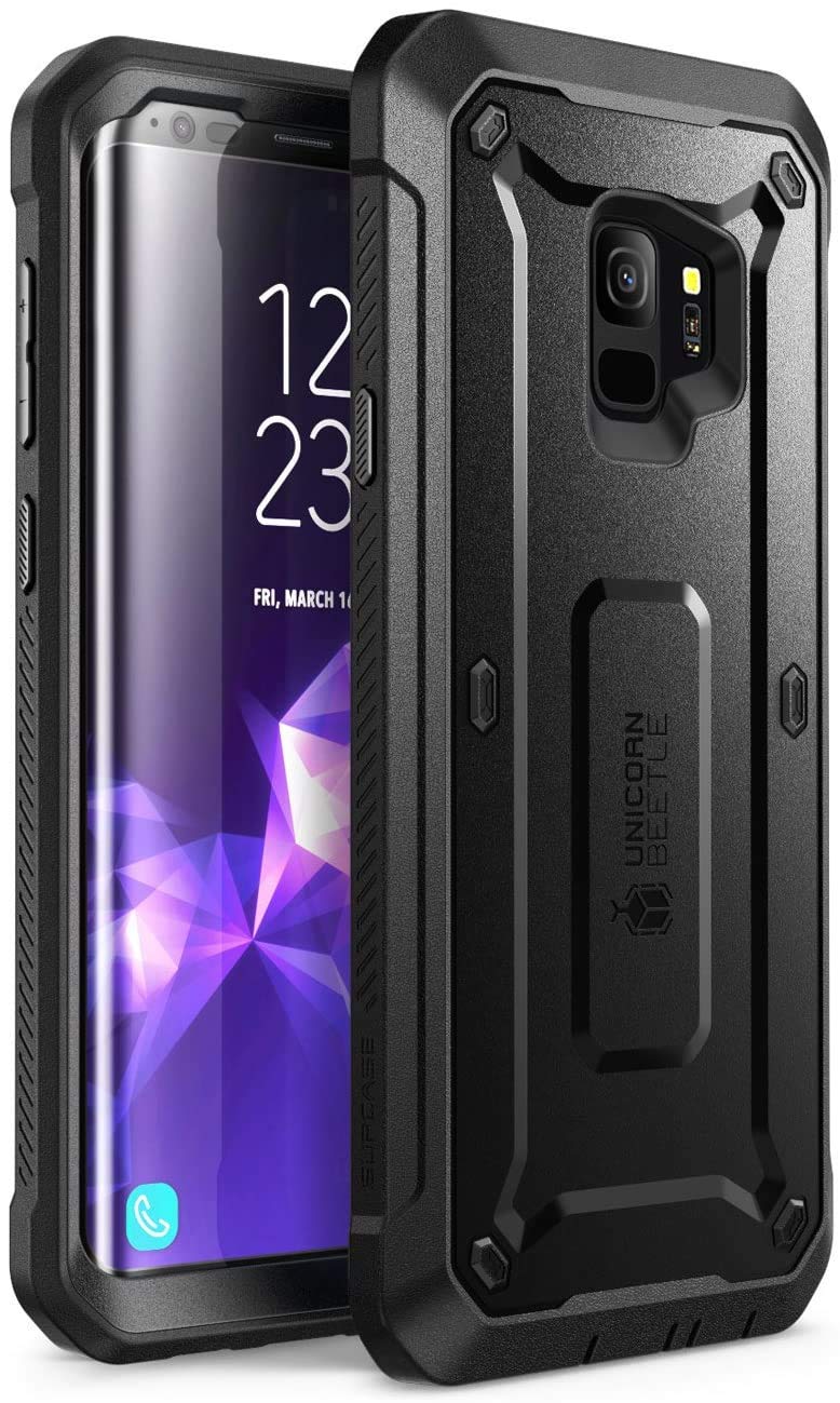 SUPCASE for Samsung Galaxy S9 Case with Builtin Screen Protector, Black