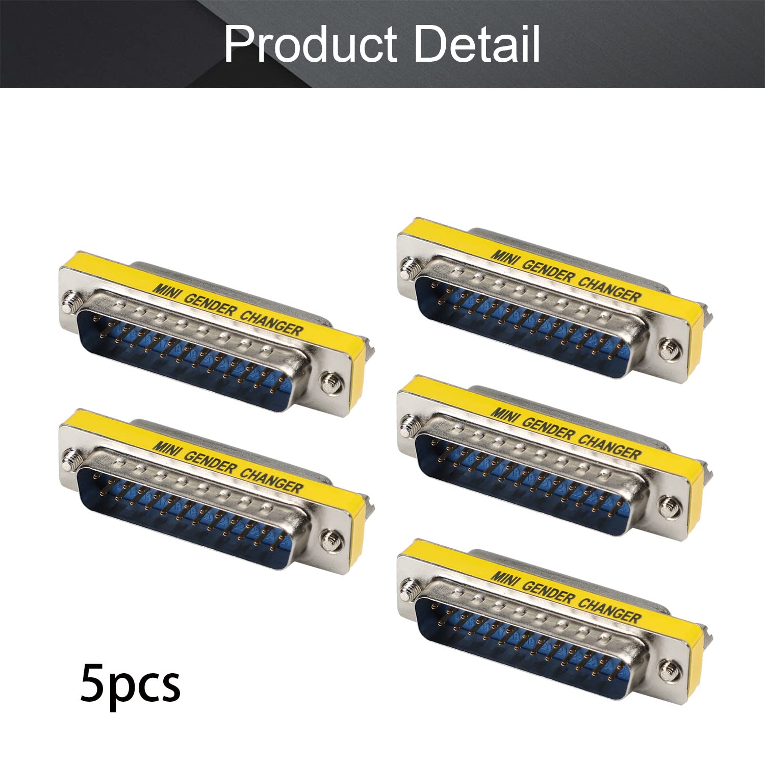 Fielect Db25 Vga Gender Changer 25 Pin Female To Male 2 Row Mini Gender Changer Coupler Adapter Connector For Serial Application