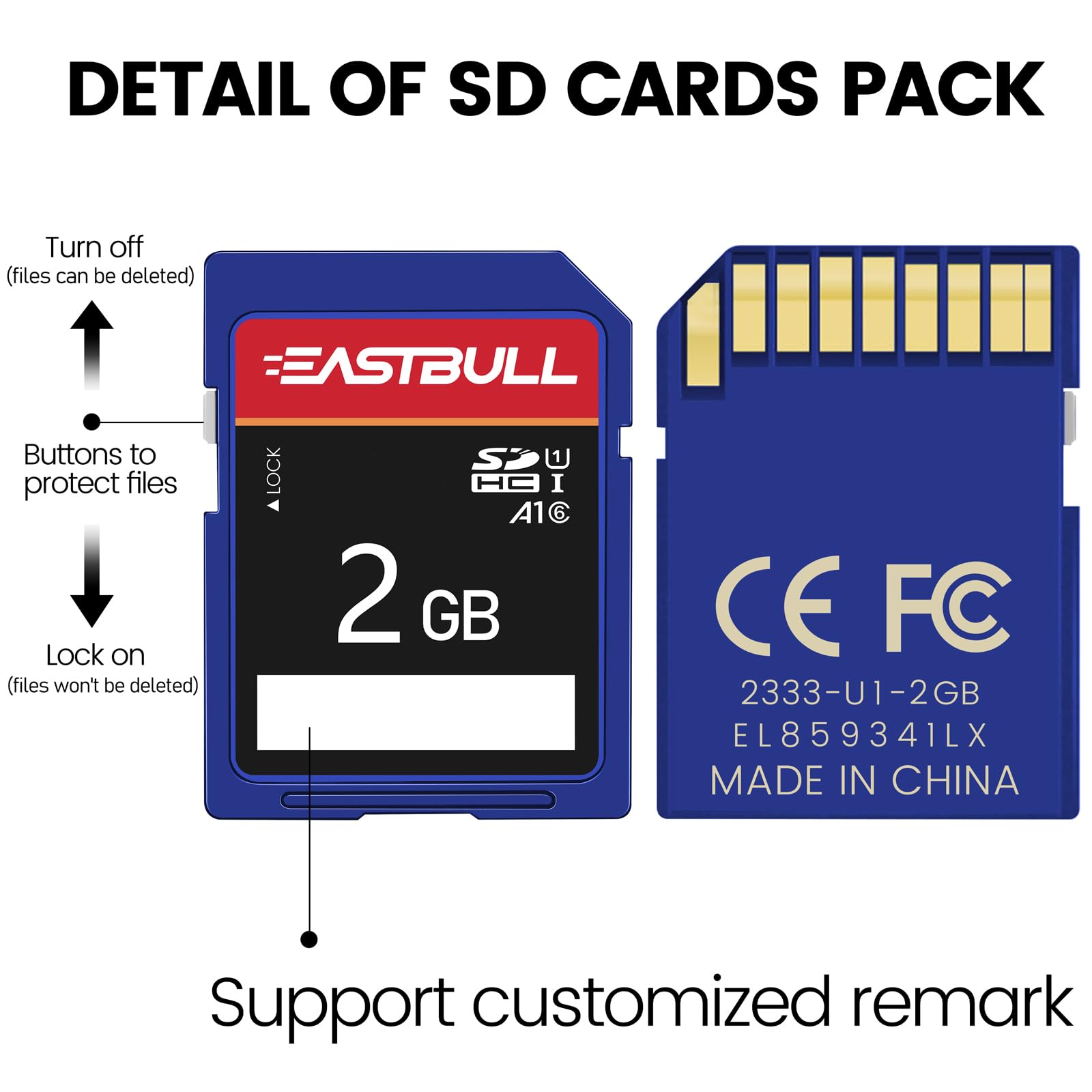 Eastbull 5 Pack Of Sd Card 2Gb Class 6 Sd Card U1 V30 Sdhc Memory Card 5 Pack For Camera, Full Hd Video, With 5 Mini Cases (2 Gb
