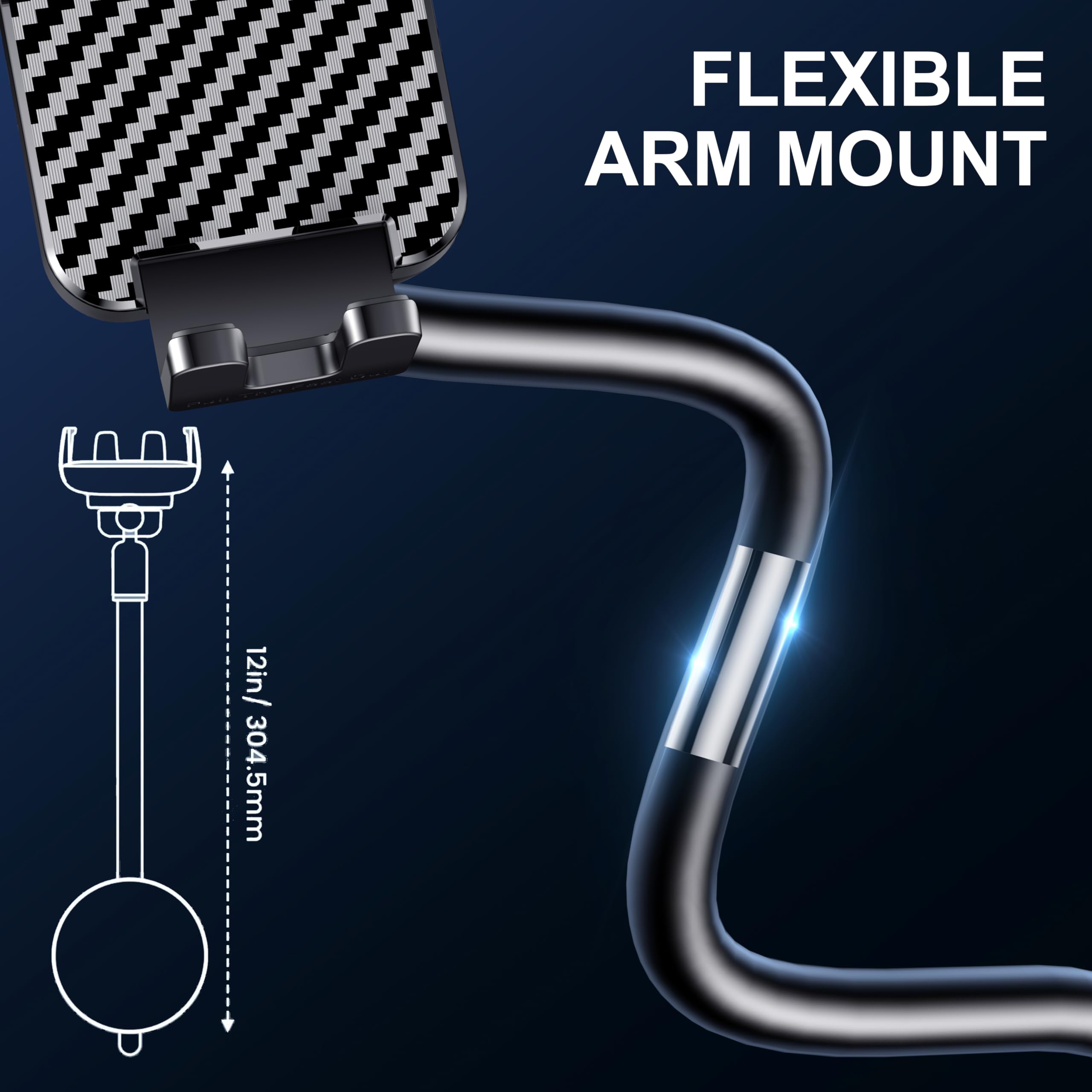 Bipopibo Phone Holders For Your Car [Long Flexible Neck] Car Phone Mount [Anti-Shake Stabilizer] Cell Phone Holder Car For Dashb