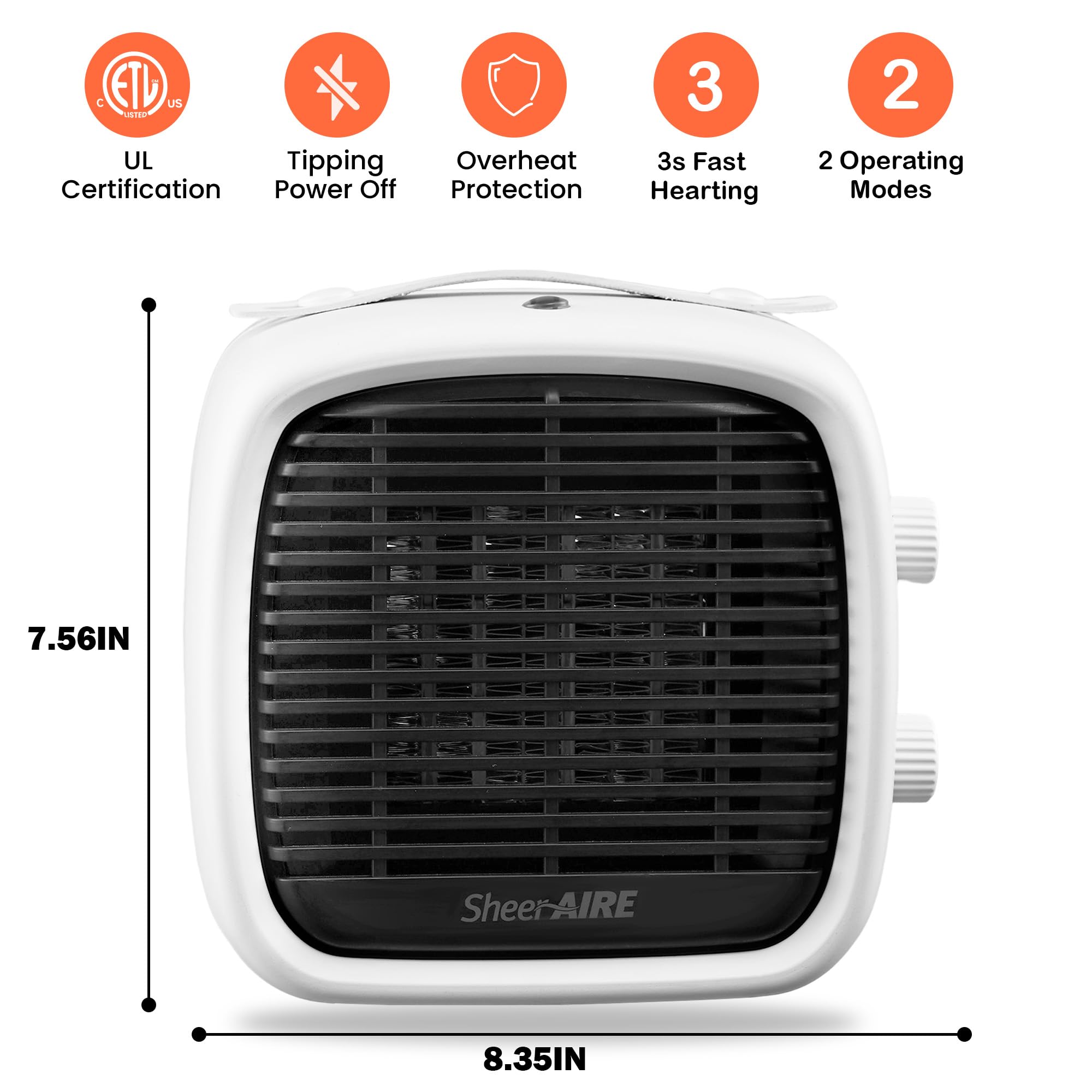 700W/1200W Ceramic Heater Simple White Small Heater Efficiency Energy Electric Desk Heater For Office Quiet Small Portable Heate