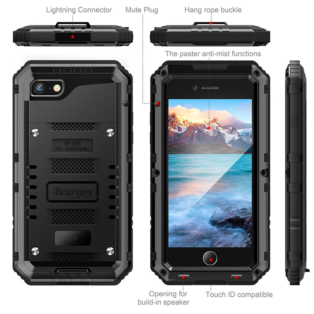 Beasyjoy For Iphone Se 2022/2020/ 8/7 Metal Case, Waterproof Heavy Duty Case With Screen Protector, Full Body Protection Militar