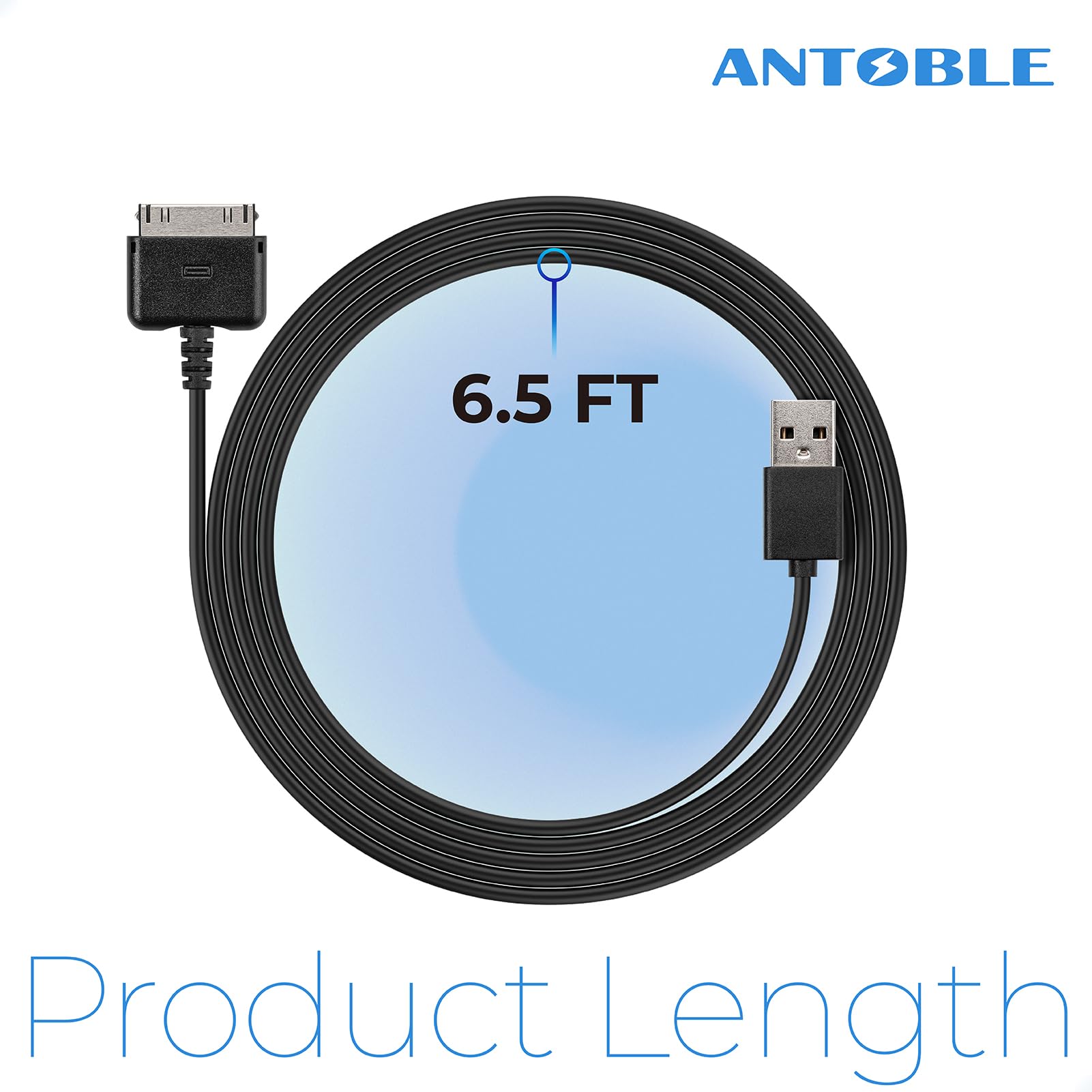 Antoble 6.5Ft Usb Data Charging Cable Cord For Barnes & Noble Nook Charger Cord Hd Hd+ 7' 9' Tablet Reader Sync Charging Wire Bntv400 Bnrv400 Bntv600