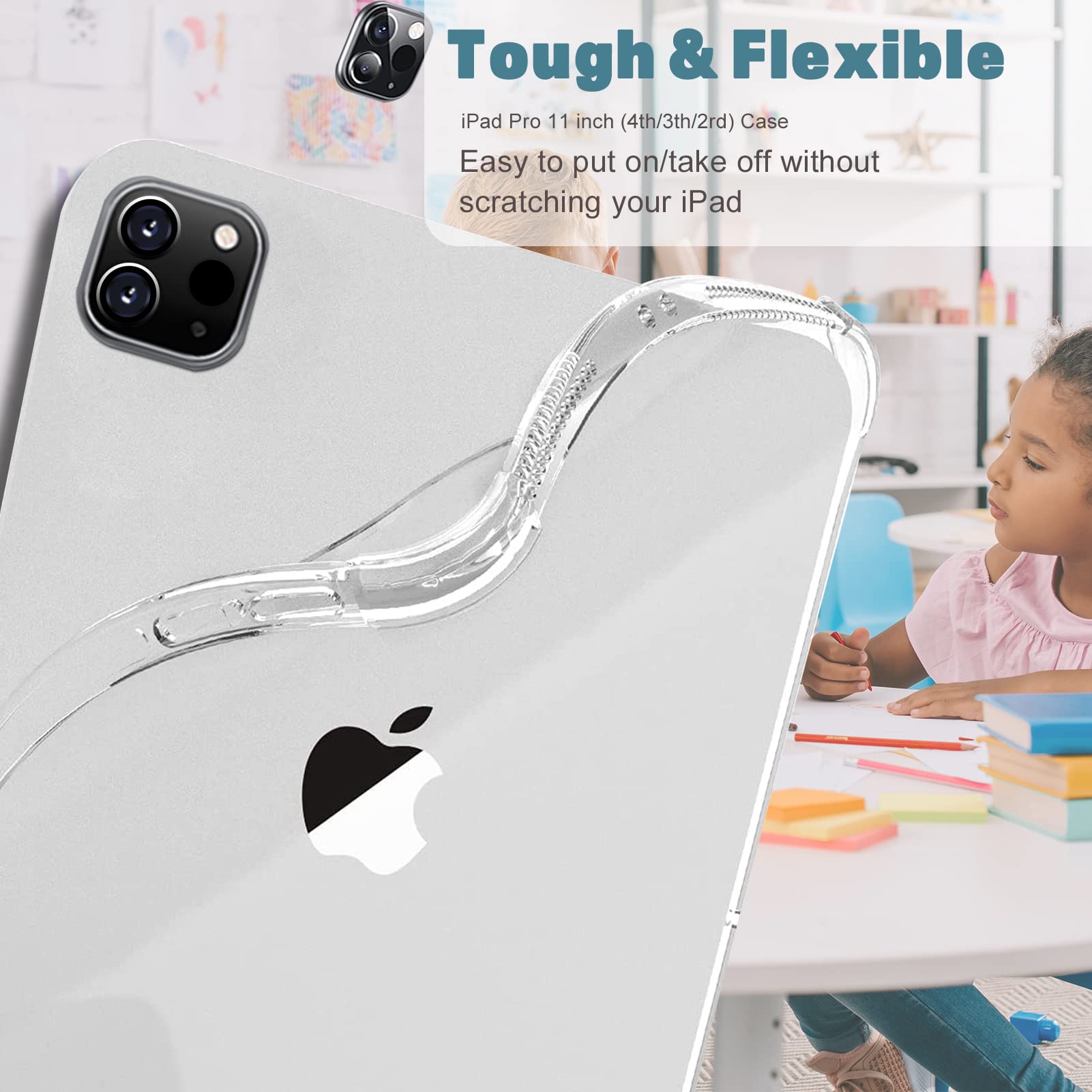 Oribox Clear Case For Ipad Pro 11 Inch (4Th/3Th/2Rd) Case,Tpu Back Cover For Ipad Case 11 Inch,Ipad Case For Man Women,Clear