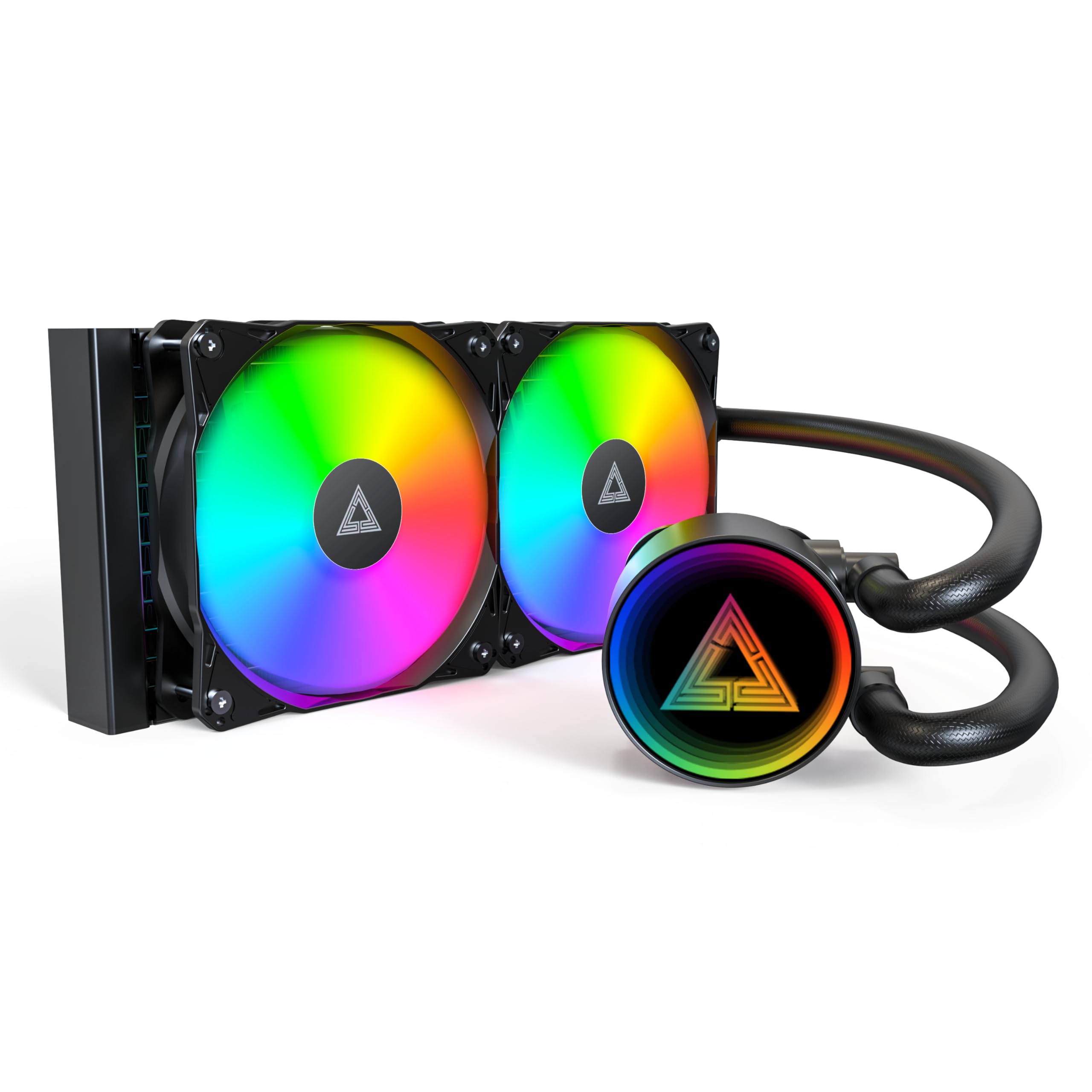 MONTECH LightFlow ARGB 240 CPU Liquid Cooler, 240mm AIO with Infinity Mirror Design, 3100RPM Pump, 2x120mmARGB Fans, Intel & AMD