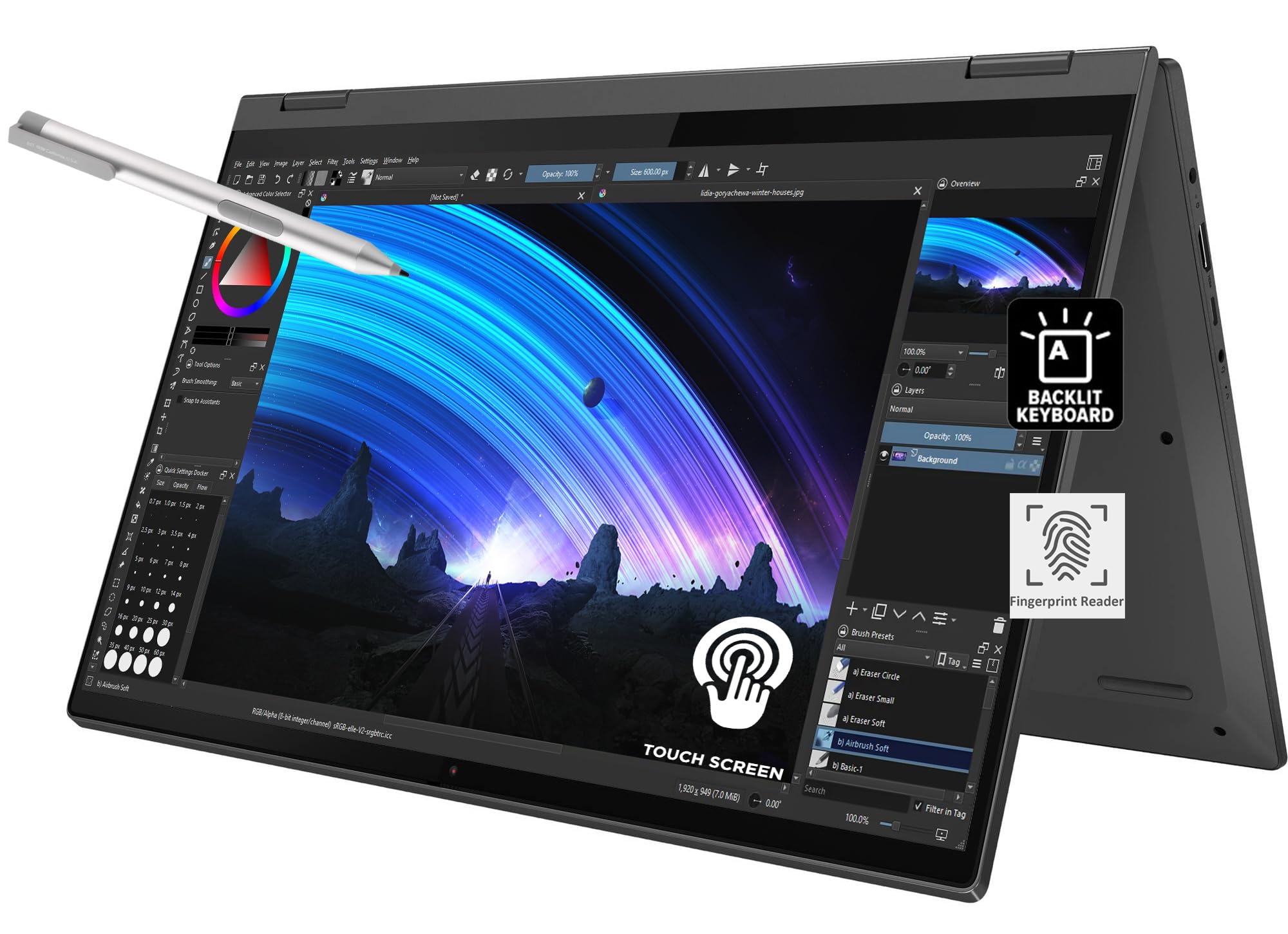 Lenovo IdeaPad Flex 5 15.6 2-in-1 Touchscreen (AMD 8-Core Ryzen 7 5700U, 16GB RAM, 512GB PCIe SSD, Webcam, Active Stylus), FHD C