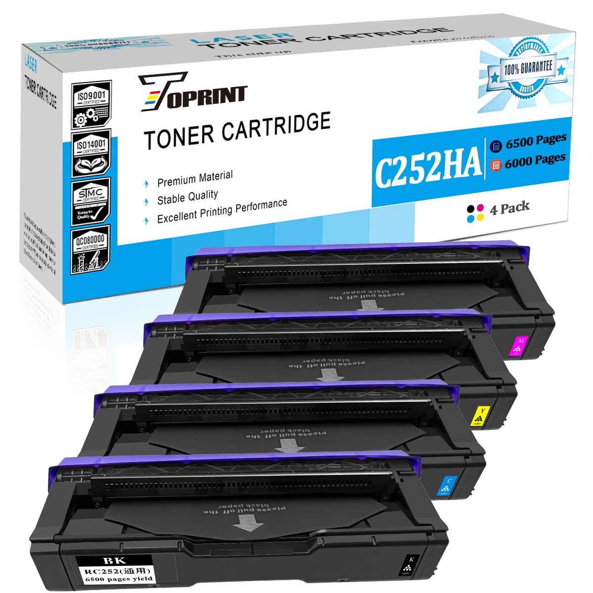 4 Colors Compatible Toner Cartridges Print Cartridges Sp C252 C262 C252Ha C262Ha High Capacity 6500 Pages For Black & 6000 Pages