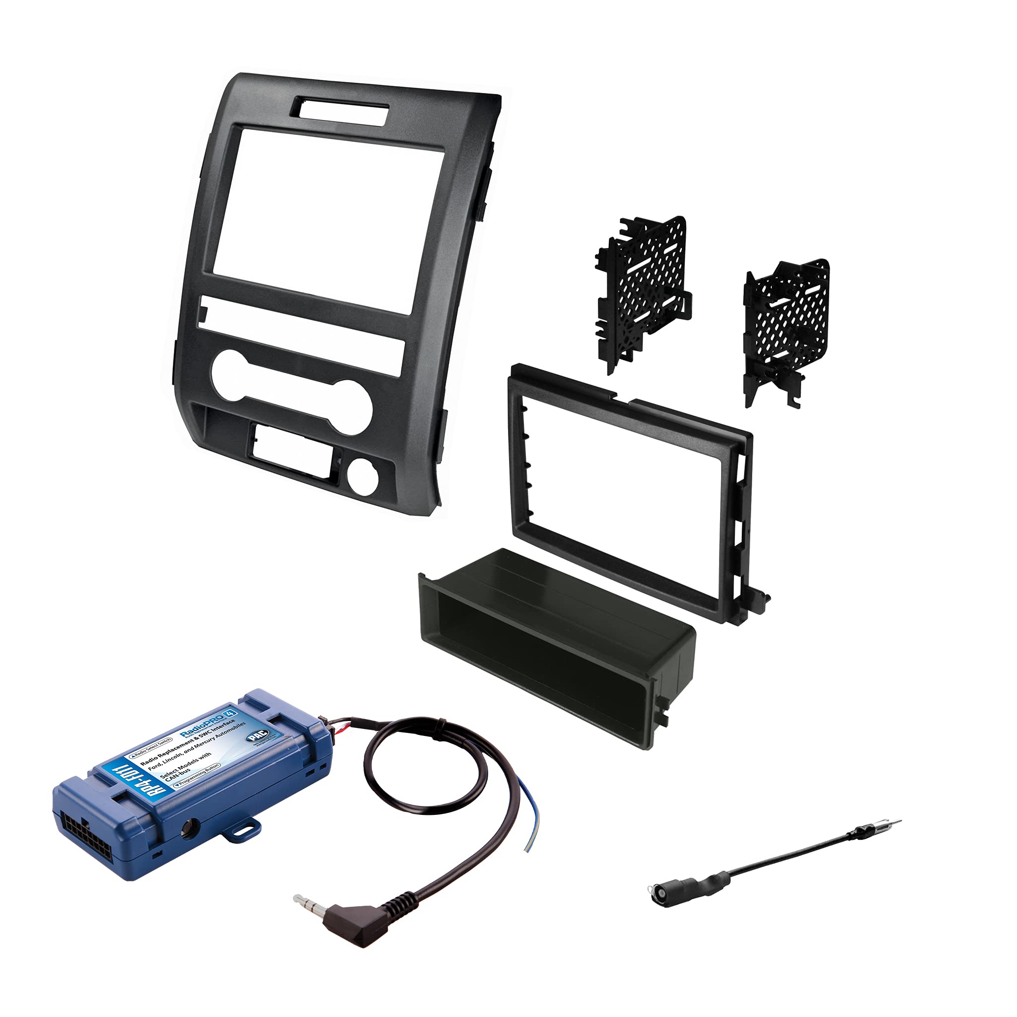 American International Single Or Double Din Radio Complete Dash Kit, 2009 2014 Ford F 150 With Antenna Adapter, Harness Compatib