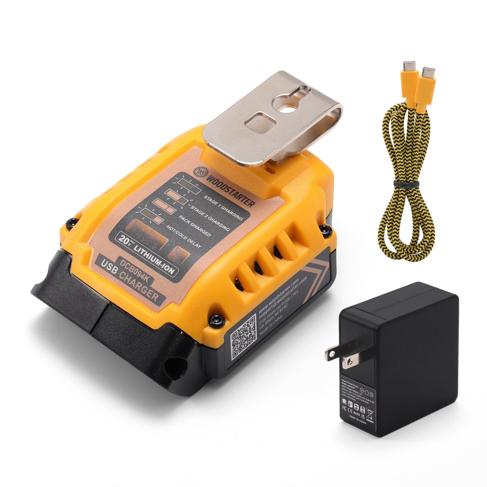 100W USB Portable Charger Adapter Kit, Compatible with Dewalt 20V, with Dual Ports, 65W Fast Wall Charger, Inverter Charger Powe