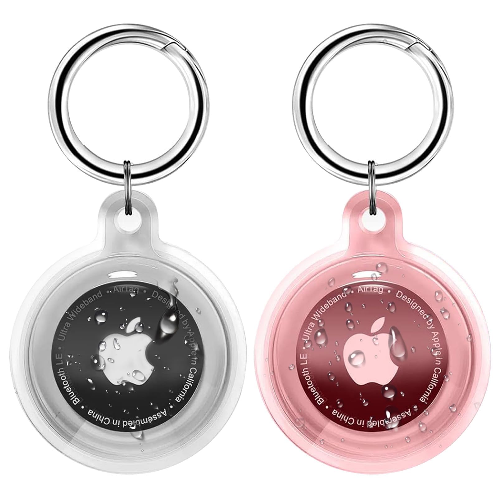 Foweroty Ipx8 Waterproof Airtag Holder, 2 Pack Apple Airtags With Keychain, Air Tag Case For Luggage, Dog Collar, Keys, Anti Scr