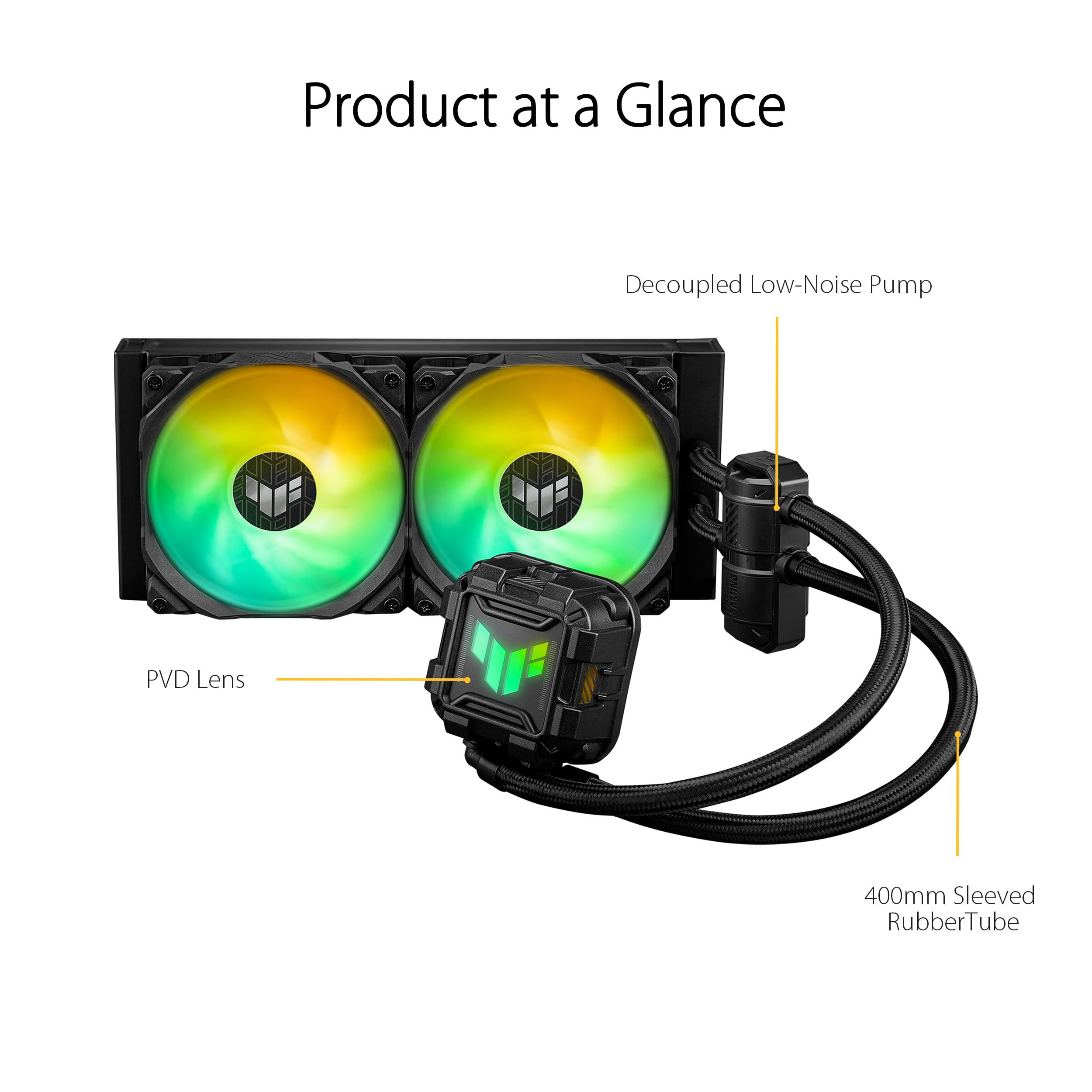 Asus Tuf Gaming Lc Ii 240 Argb All-In-One Liquid Cpu Coolers With Aura Sync, 2X Tuf Gaming 120Mm Argb Radiator Fans, Reinforced