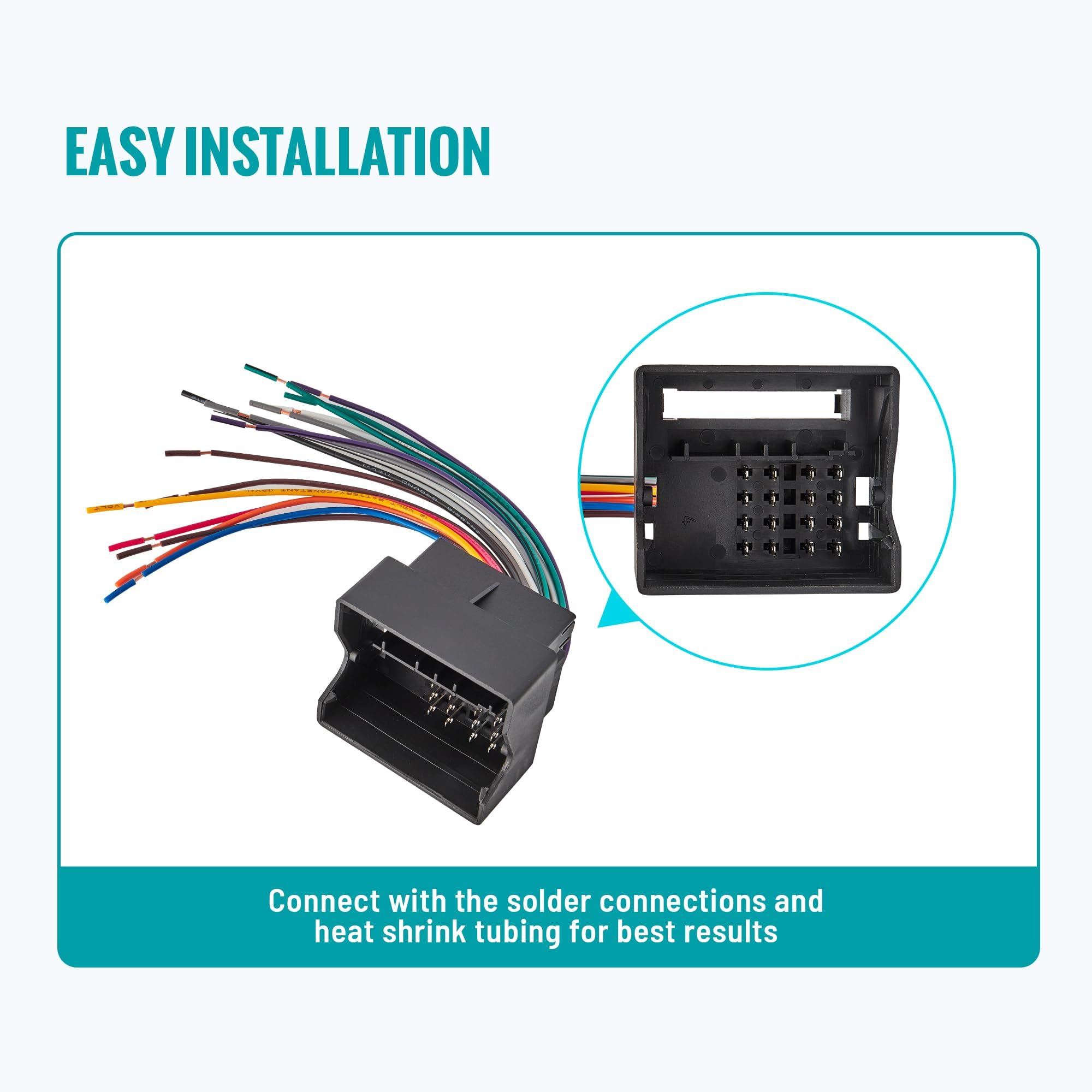 Nuith Car Stereo Radio Wire Harness Compatible With Audi/Bmw/Volkswagen 2002 2015 Vehicles Power/Speaker Adapter Allows Installa