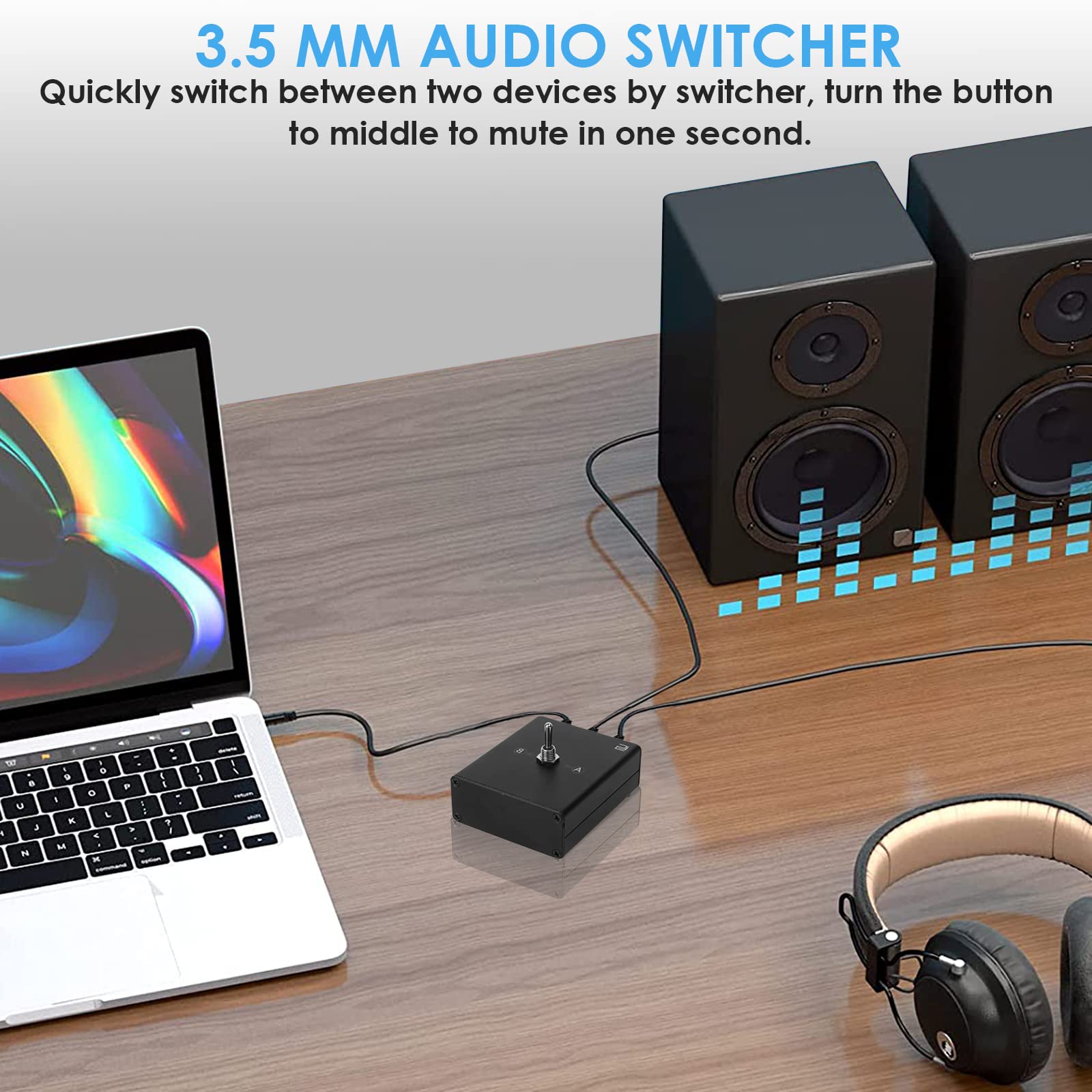 3.5Mm Audio Switcher, 2 Input 1 Output / 1 Input 2 Output (2 In 1 Out/ 1 In 2 Out) Mini Headphone Manual Selector Converter Spea