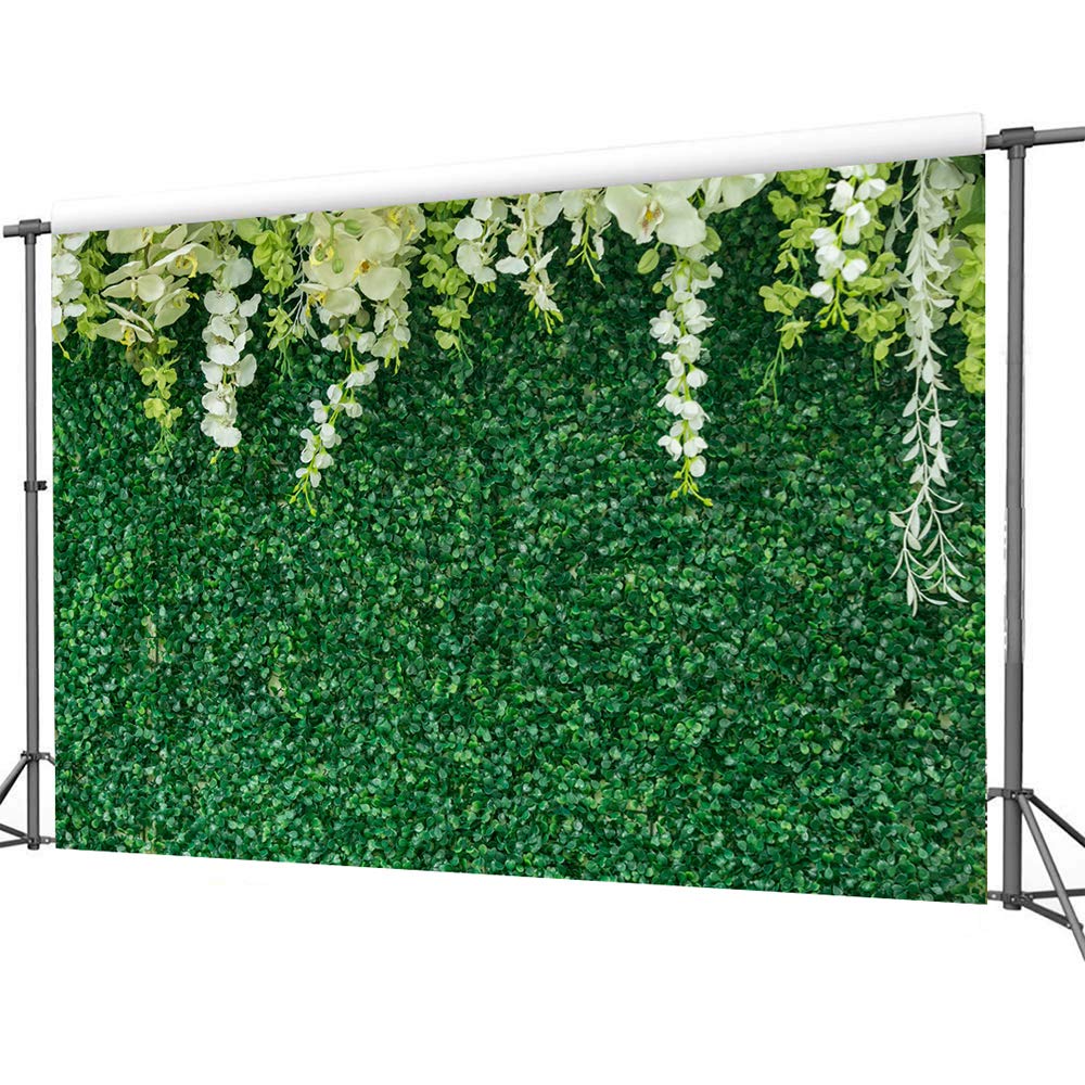 Chaiya 7X5Ft Green Leaves Backdrops Greenery Backdrop With Flowers Green Leaf White Flower Photo Backdrops Bridal Shower Backdro