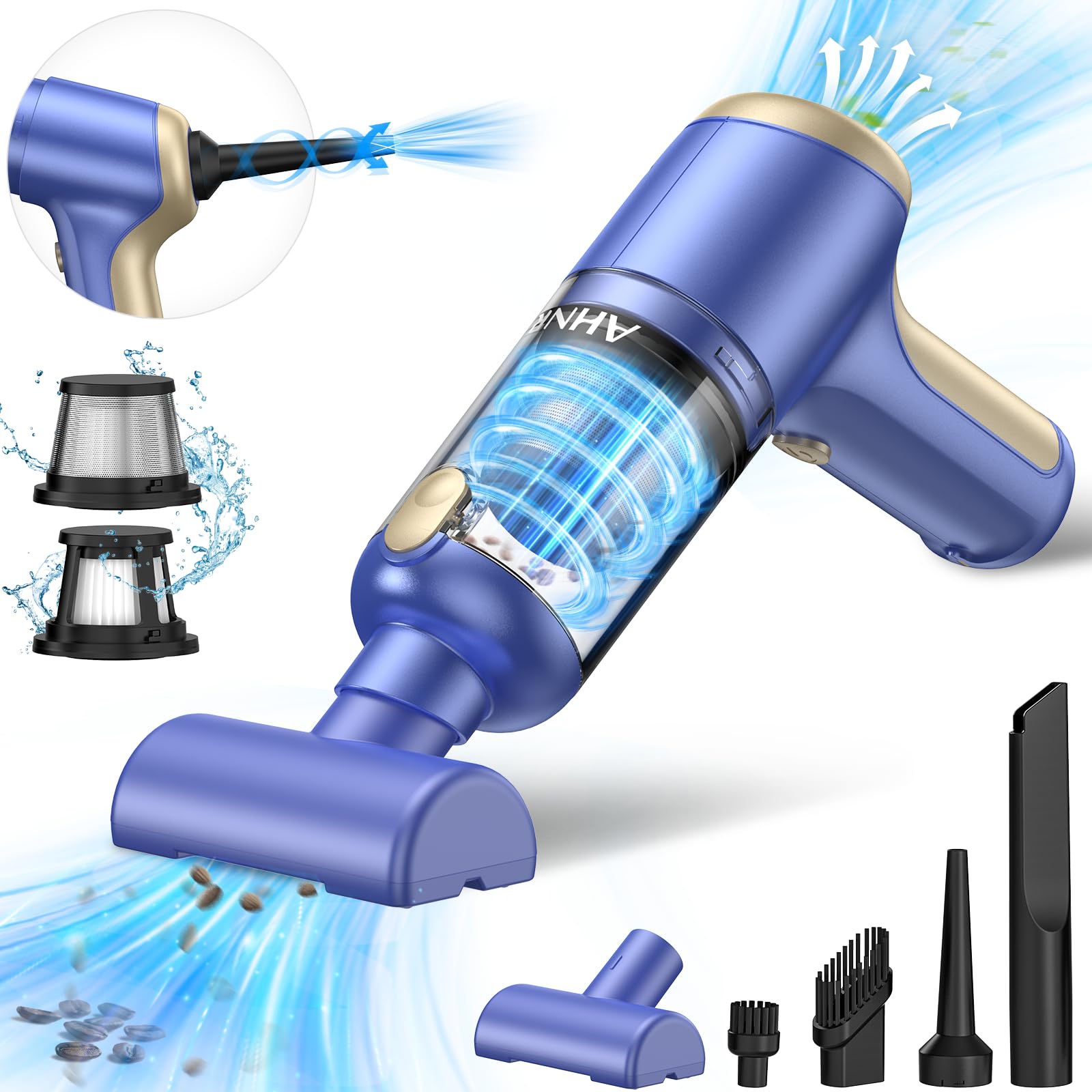 Ahnr Handheld Car Vacuum Cleaner Cordless With Brushless Motor, 20000Pa High Power Vacuum Cleaner & Air Duster, 3 In 1 Keyboard