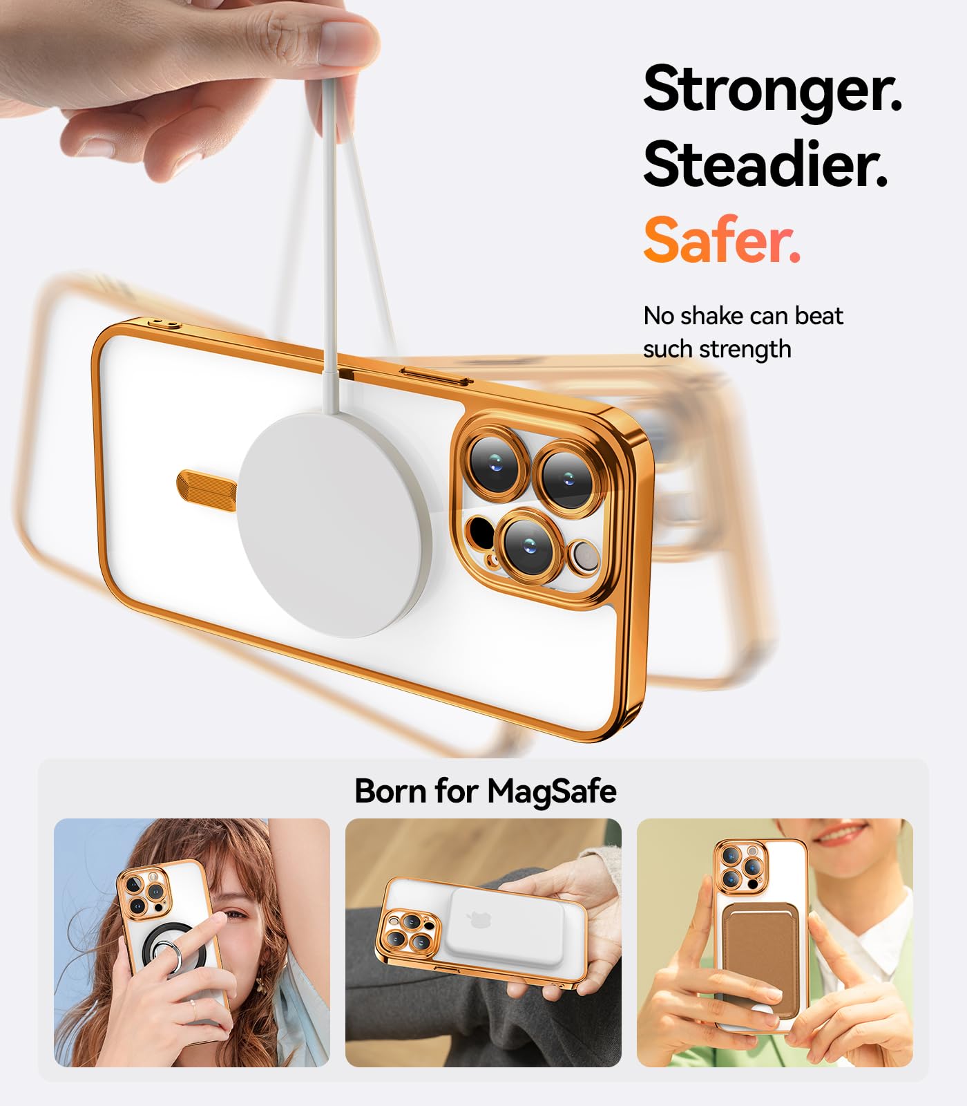 Meifigno Candy Mag Series Case Designed For Iphone 13 Pro Max, [Compatible With Magsafe][Glitter Card & Wrist Strap] Full Camera