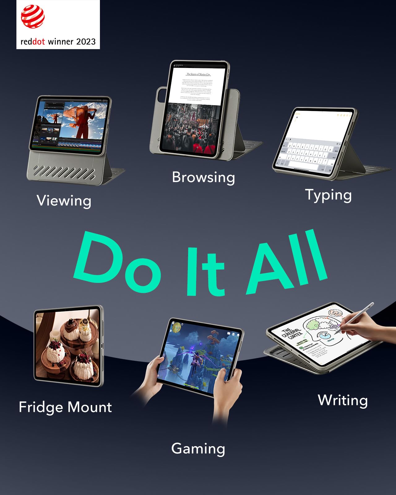 Esr For Ipad Pro 11 Inch Case (M4) 2024 5Th Gen, Rotating Case With Removable Magnetic Cover, Adjustable Portrait/Landscape Stan