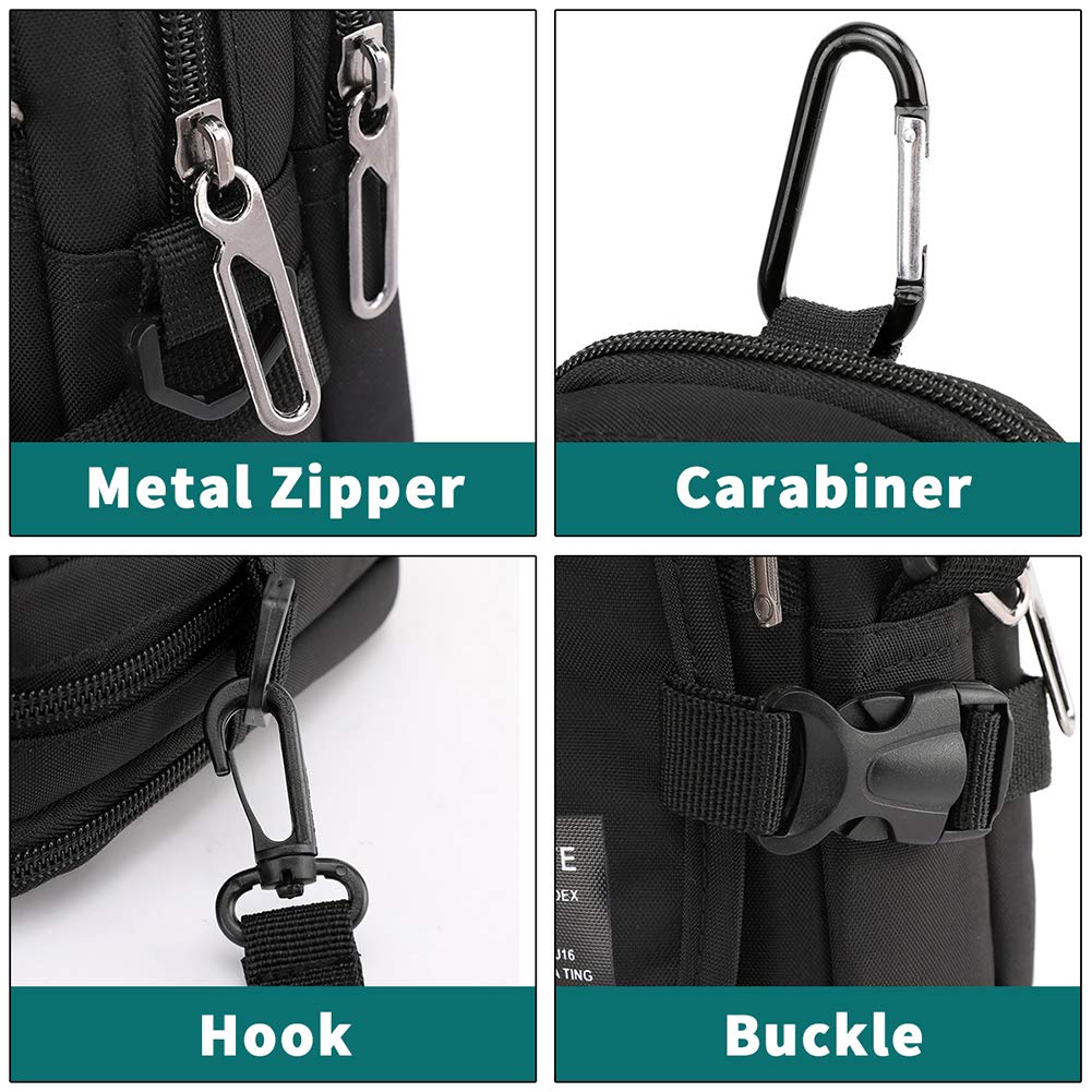 Lohol Multifunction Cell Phone Holster, One Shoulder Pouch With Carabiner, Outdoor Tactical Waist Belt Bag, Security Purse Cross