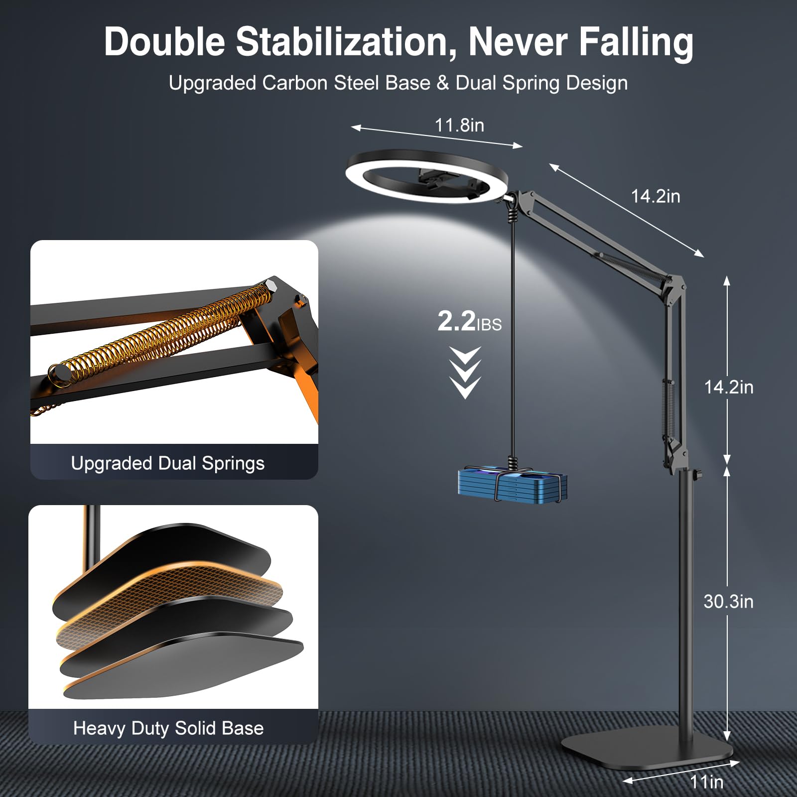 Ring Light With Stand Tripod For Iphone - Evershop 10    Overhead Camera Mount, 70.8    Tall Adjustable Selfie Light With Phone