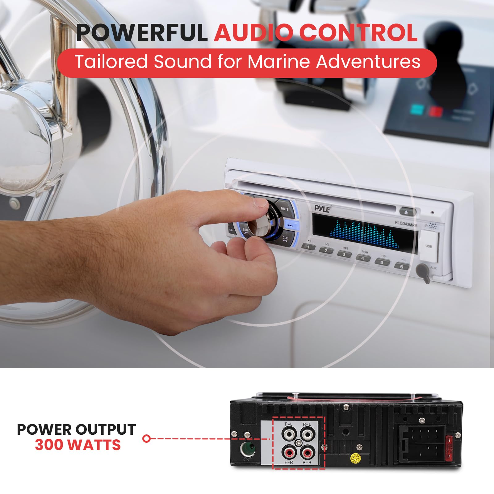 Pyle Boat Bluetooth Marine Stereo Receiver   Marine Head Unit Din Single Stereo Speaker Receiver   Wireless Music Streaming/Hand