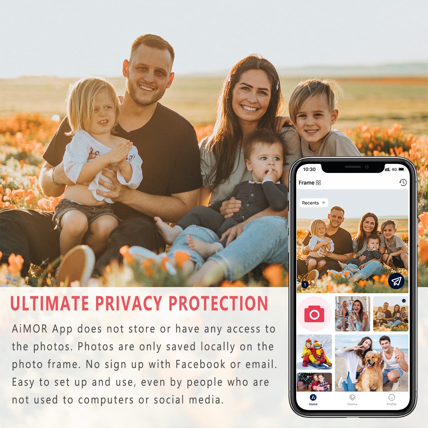 Aeezo Digital Picture Frame 10.1 Inch 1280X800 Ips Touch Screen Wifi Smart Digital Photo Frame With 16Gb Storage, Auto Rotate Ea