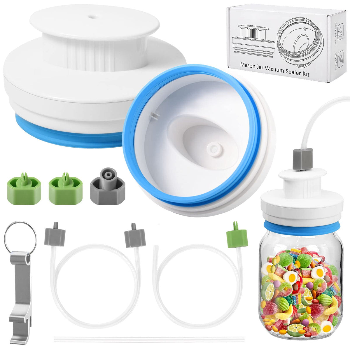 Jar Sealer Kits For Foodsaver Vacuum Sealer   Upgrade Canning Sealer Set With Hoses For Mason Jars With Regular And Wide Mouth,