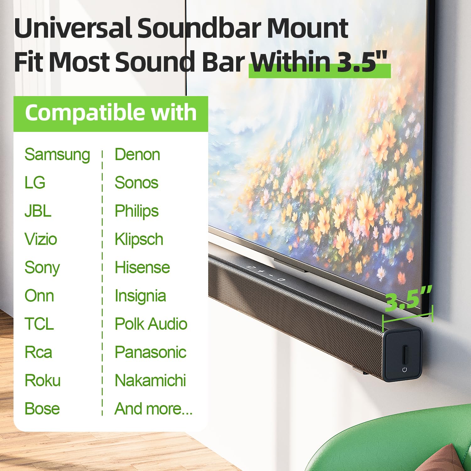 Usx Mount Soundbar Mount For Samsung, Sony, Lg, Vizio, Bose, Onn & More Sound Bar Mounts-Universal Soundbar Mounting Bracket Und