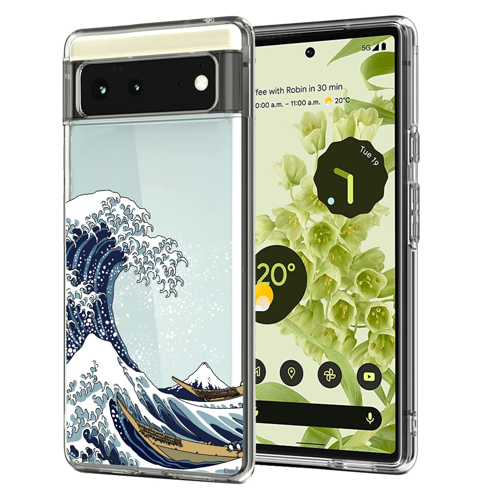 Unov Pixel 6 Case Clear with Design Soft TPU Shock Absorption Slim Embossed Pattern Protective Back Cover for Pixel 6 5G 6.4 inc