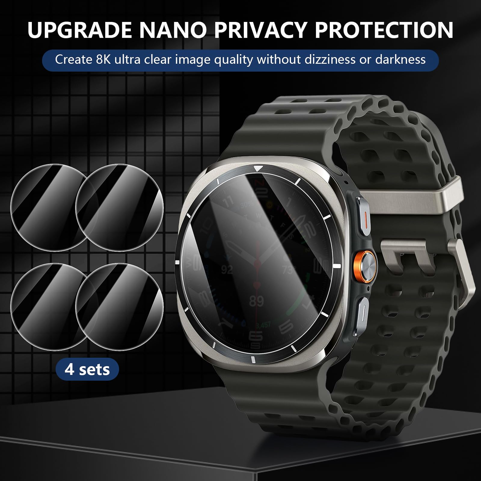 Suoman 4 Pack For Samsung Galaxy Watch 6 Classic 47Mm Privacy Screen Protector, [Anti Peeping] 9H Hardness Ultra Thin Tempered G