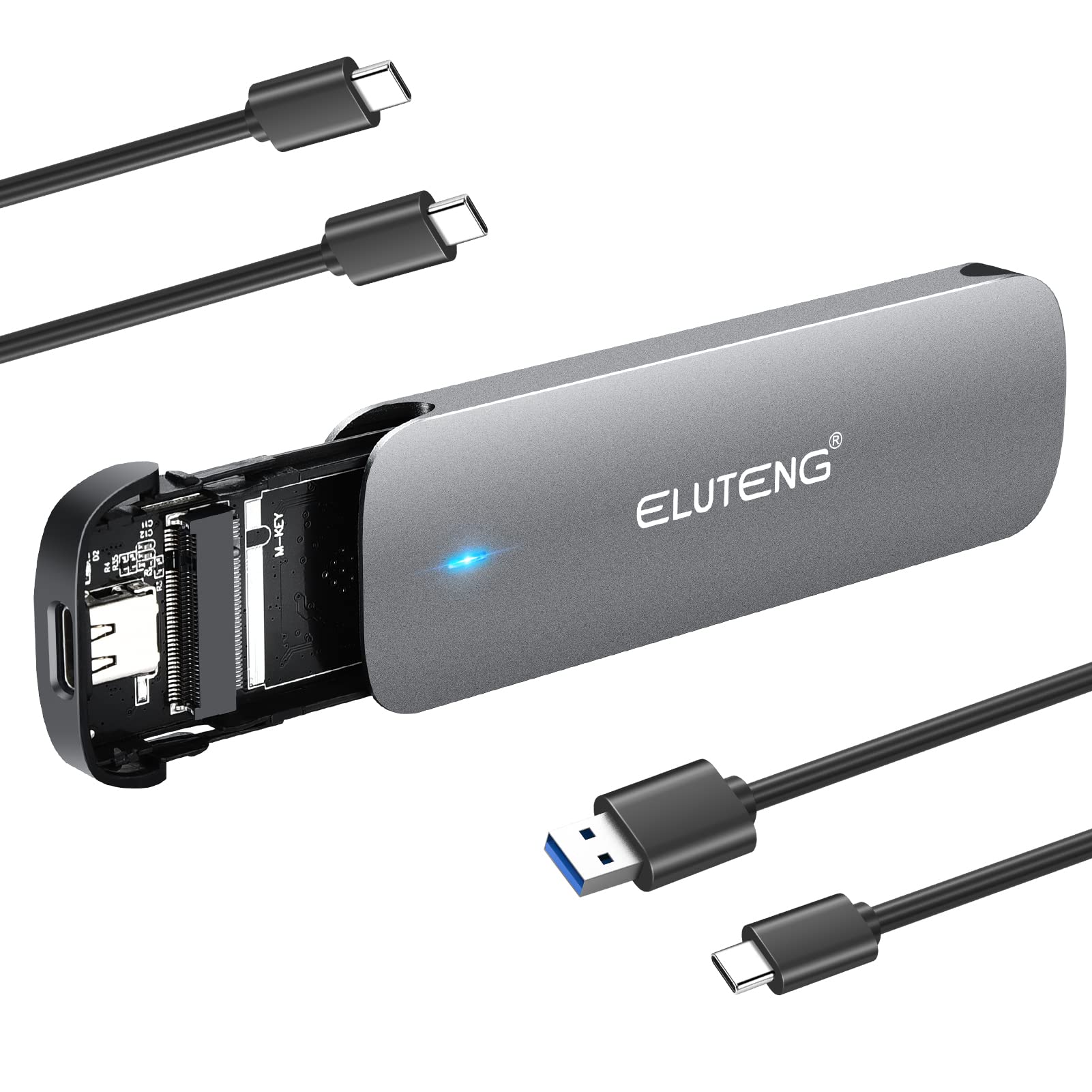 Eluteng M.2 Ssd Enclosure Nvme Sata Dual Protocol Ssd To Usb Adapter Aluminum Usb C 3.2 Gen 2 10Gbps Pcie M And B&M Keys Externa