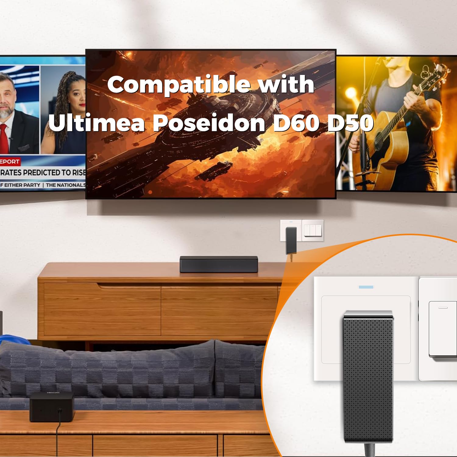 Kfd 24V Ac/Dc Adapter For Ultimea Poseidon D60 D50 U2520 U2500 Nova S50 S40 U2120 U2100 5.1/2.1 Channel Soundbar, Jbl Bar 3.1, D