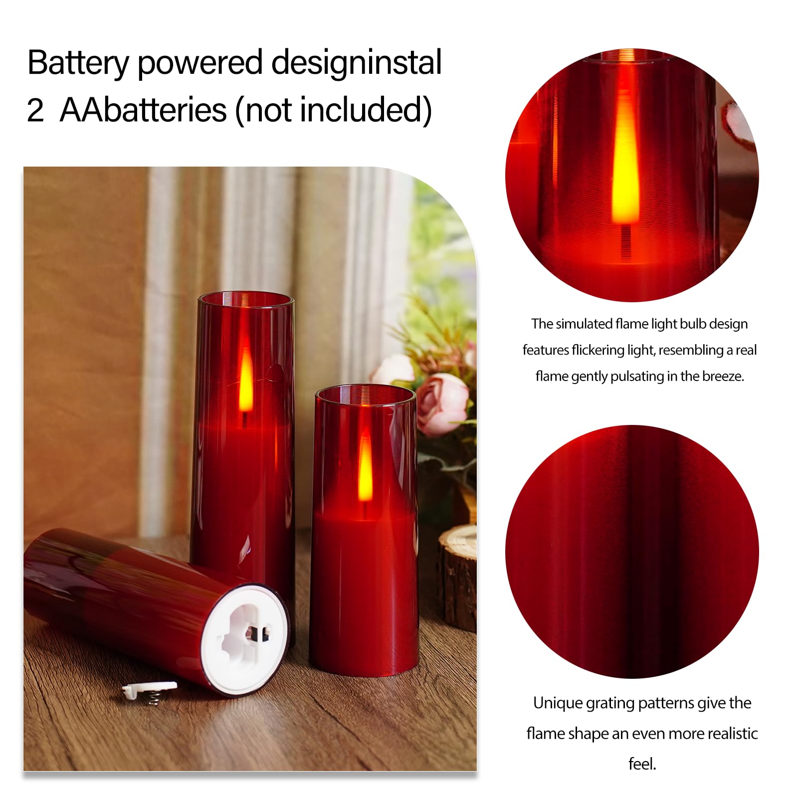 Thorbling Flameless Led Candles, Upgraded Realistic 5 Pcs Flickering Flame Pillar Candles, Battery Operated Candles With Remote