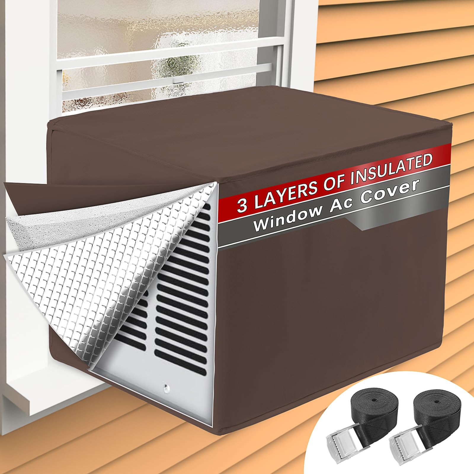 Window Air Conditioner Covers for Outside Unit for Winter Insulation, 21 W x 16 D x 15 H, Waterproof & Windfroof AC Covers for O