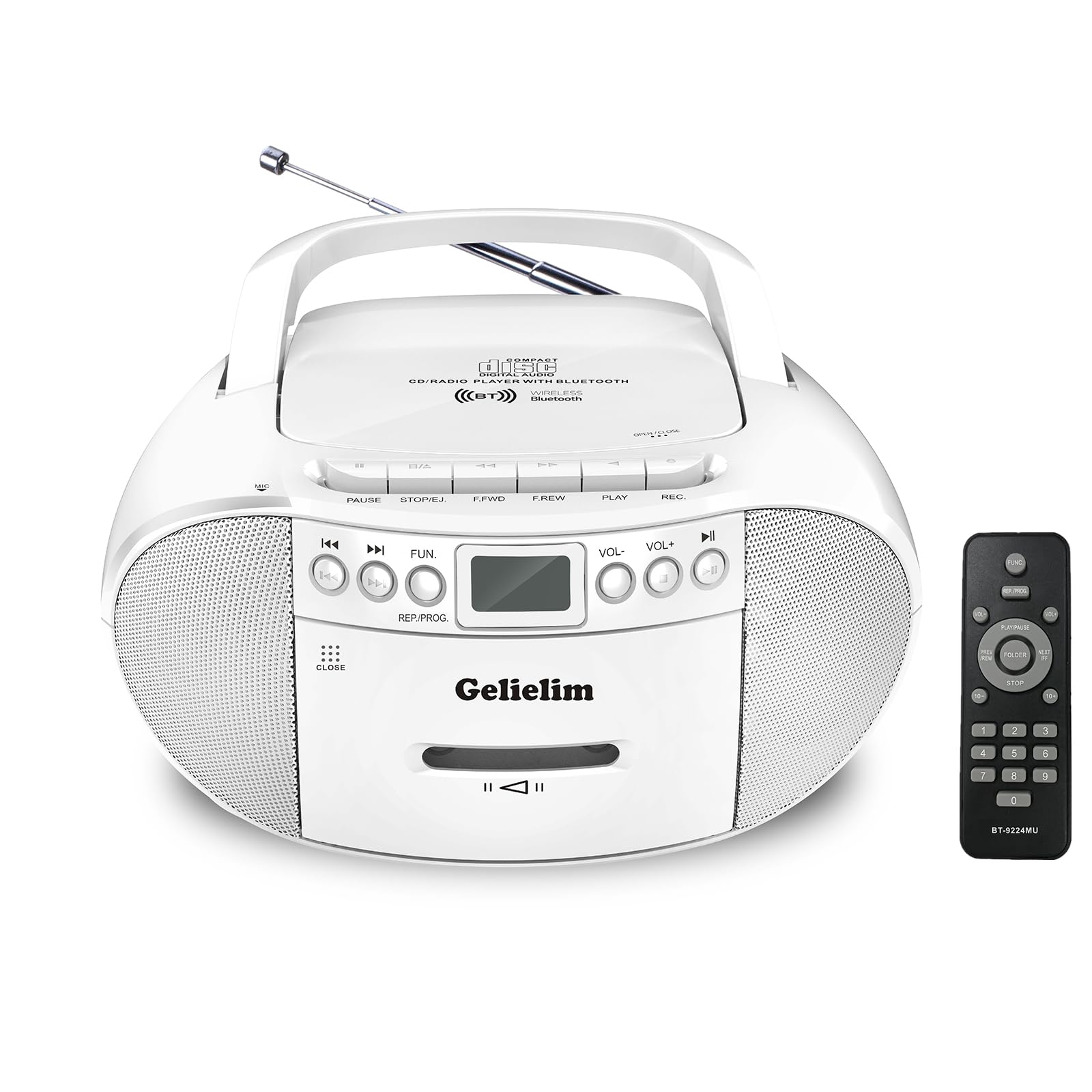 Gelielim Cd And Cassette Player Combo, Portable Boombox Am/Fm Radio, Tape Recording, 5.1V Bluetooth Speaker, Usb Playback With E