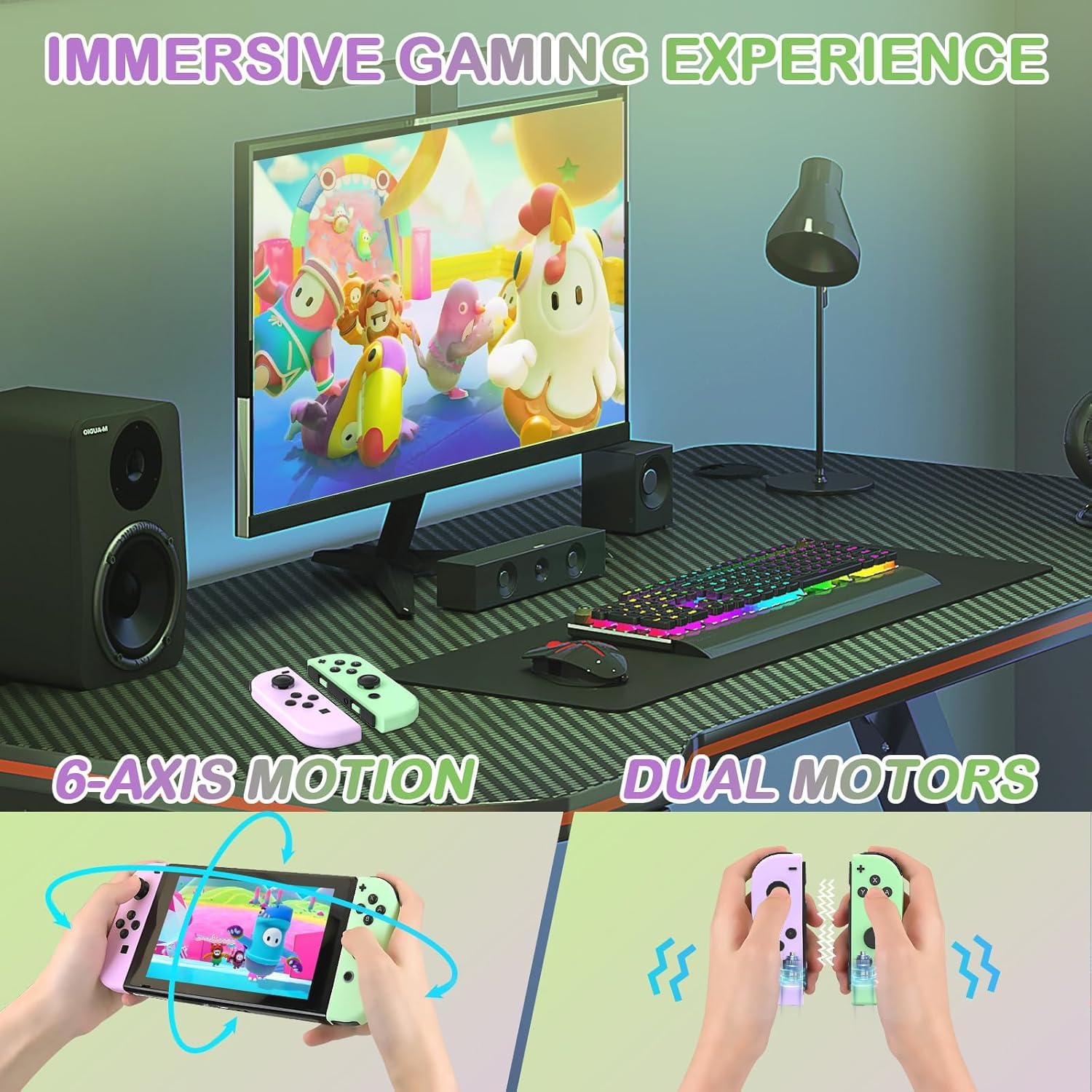 Switch Controller,Replacement For Switch/Oled/Lite,Includes Charging Dock For 4 Joypads, Supports Motion Control, Dual Vibration