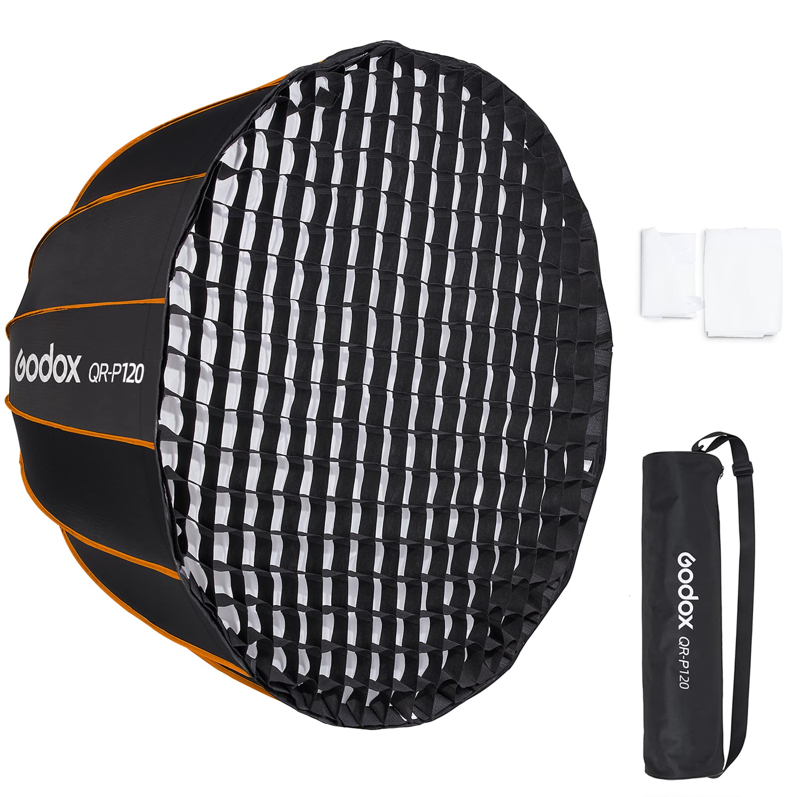 Godox Qr P120 47In / 120Cm Deep Parabolic Softbox Bowens Mount With Grid,Carrying Bag For Photo Studio Portrait Video Shooting (
