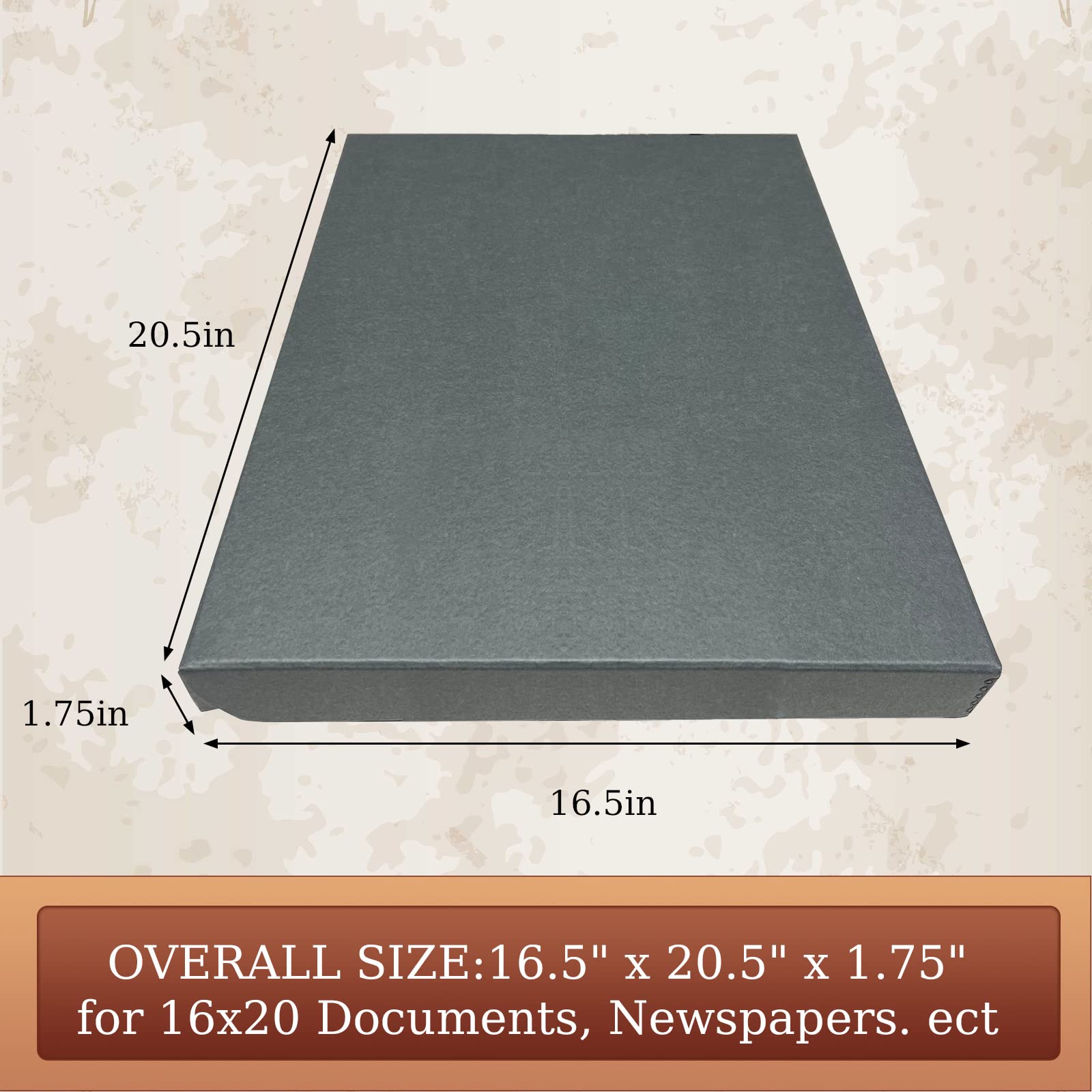 Golden State Art, Archival Folio Storage Box 16X20, Clamshell Design With Metal Edge, Preserve And Store Photos Documents Cards Prints Arts And Crafts Diy, Gray