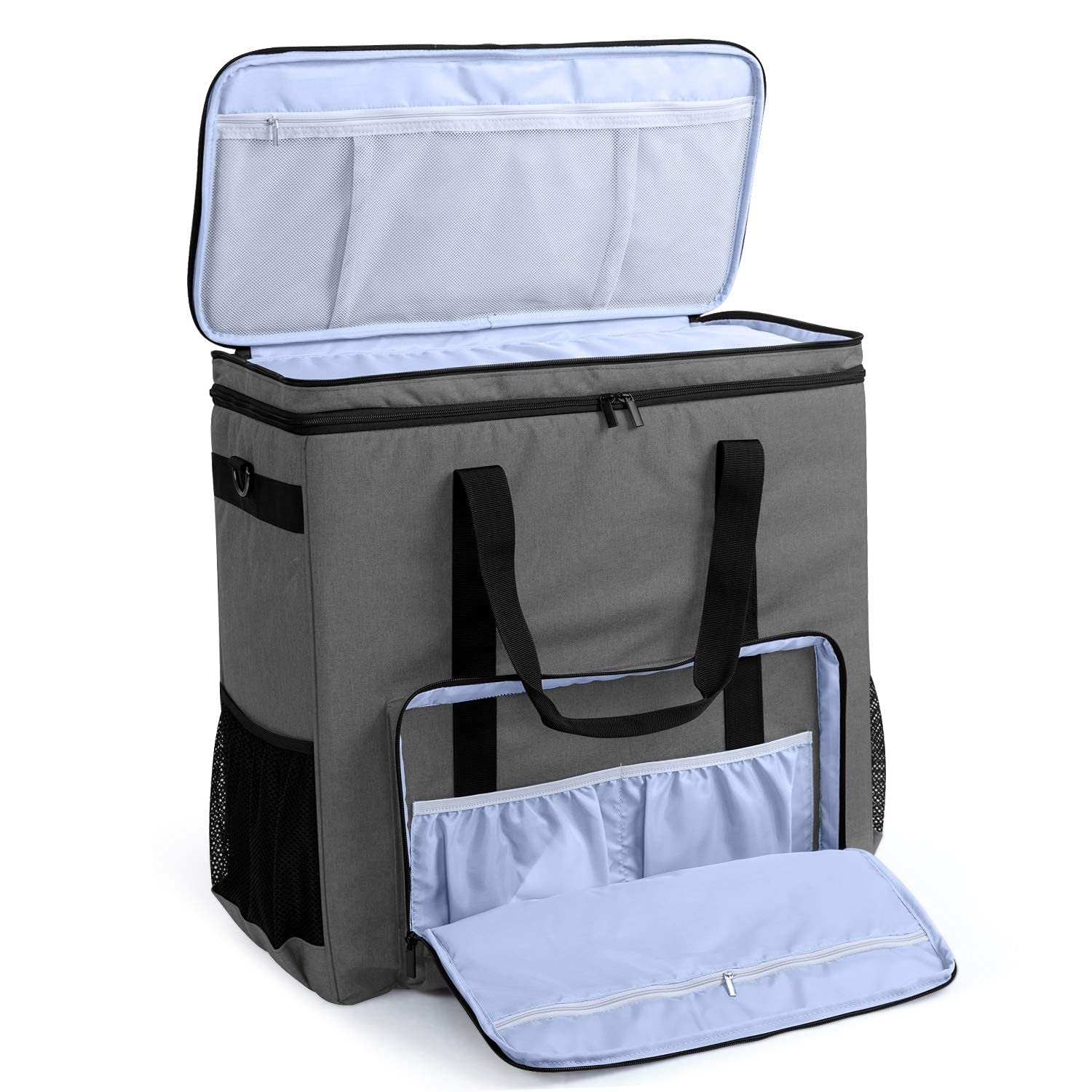 Curmio Double Layer Carrying Case For Computer Tower, Desktop Computer Travel Storage Tote Bag For Pc Chassis, Keyboard, Cable A